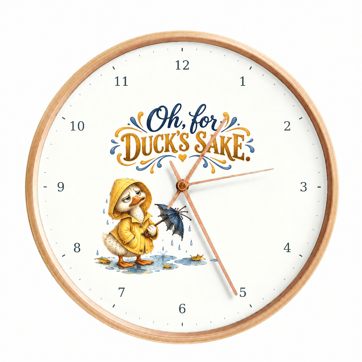 IMAGE_01_Front_-_Funny_Raincoat_Duck_Wall_Clock_30cm_Wooden_Frame_-_WC-H081_-_649310204298.png