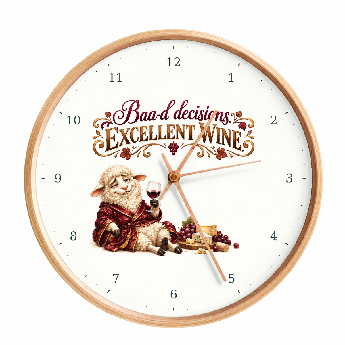 IMAGE_01_Front_-_Funny_Wine_Sheep_Wall_Clock_30cm_Wooden_Frame_-_WC-H085_-_649310204335.png