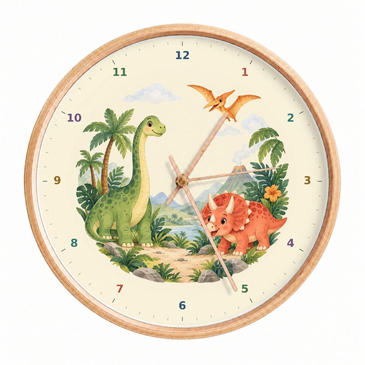 IMAGE_01_Front_-_Kids_Dinosaur_Landscape_Wall_Clock_30cm_Wooden_Frame_-_WC-K117_-_649310204656.png