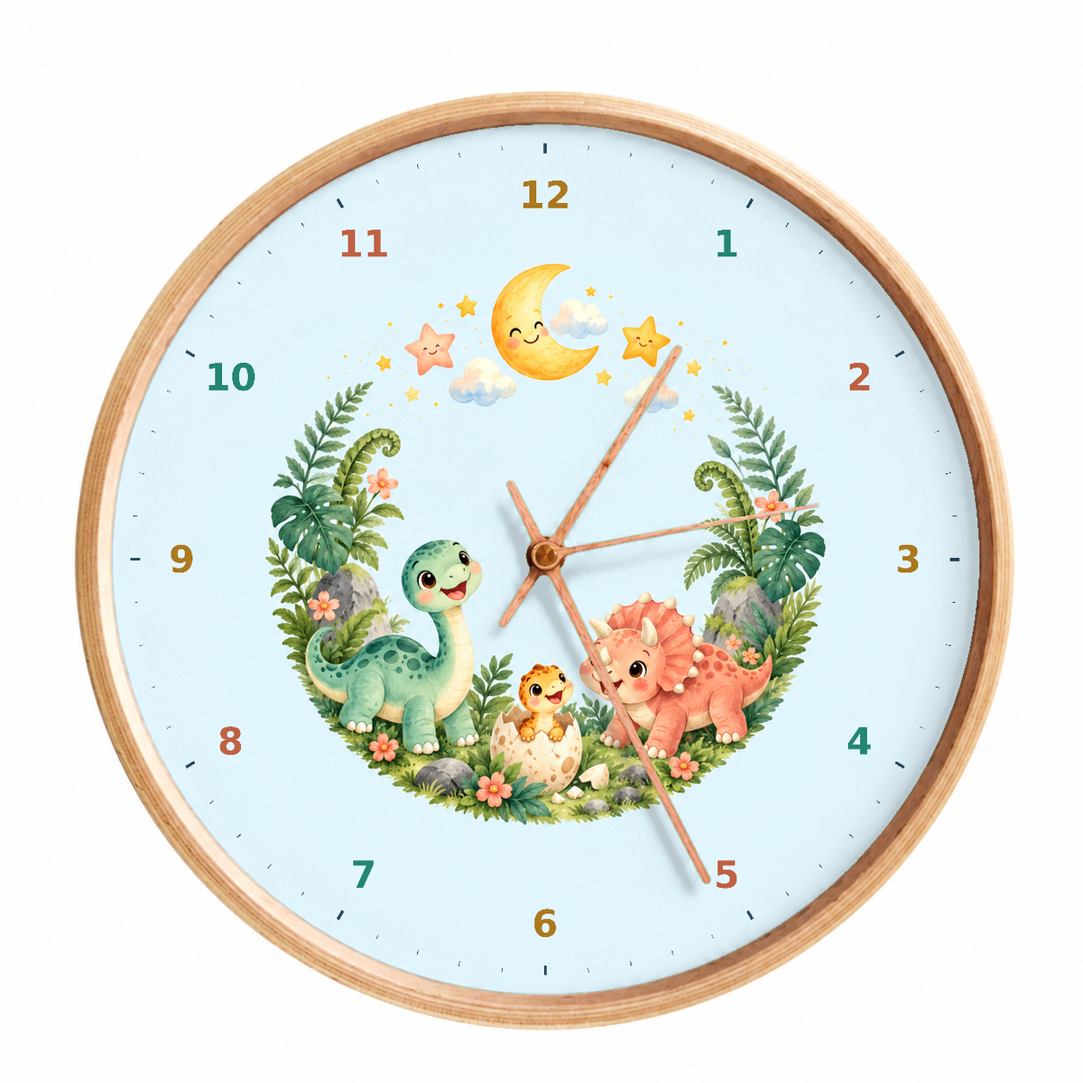 IMAGE_01_Front_-_Kids_Moonlight_Dinosaur_Wall_Clock_30cm_Wooden_Frame_-_WC-K088_-_649310204366.png