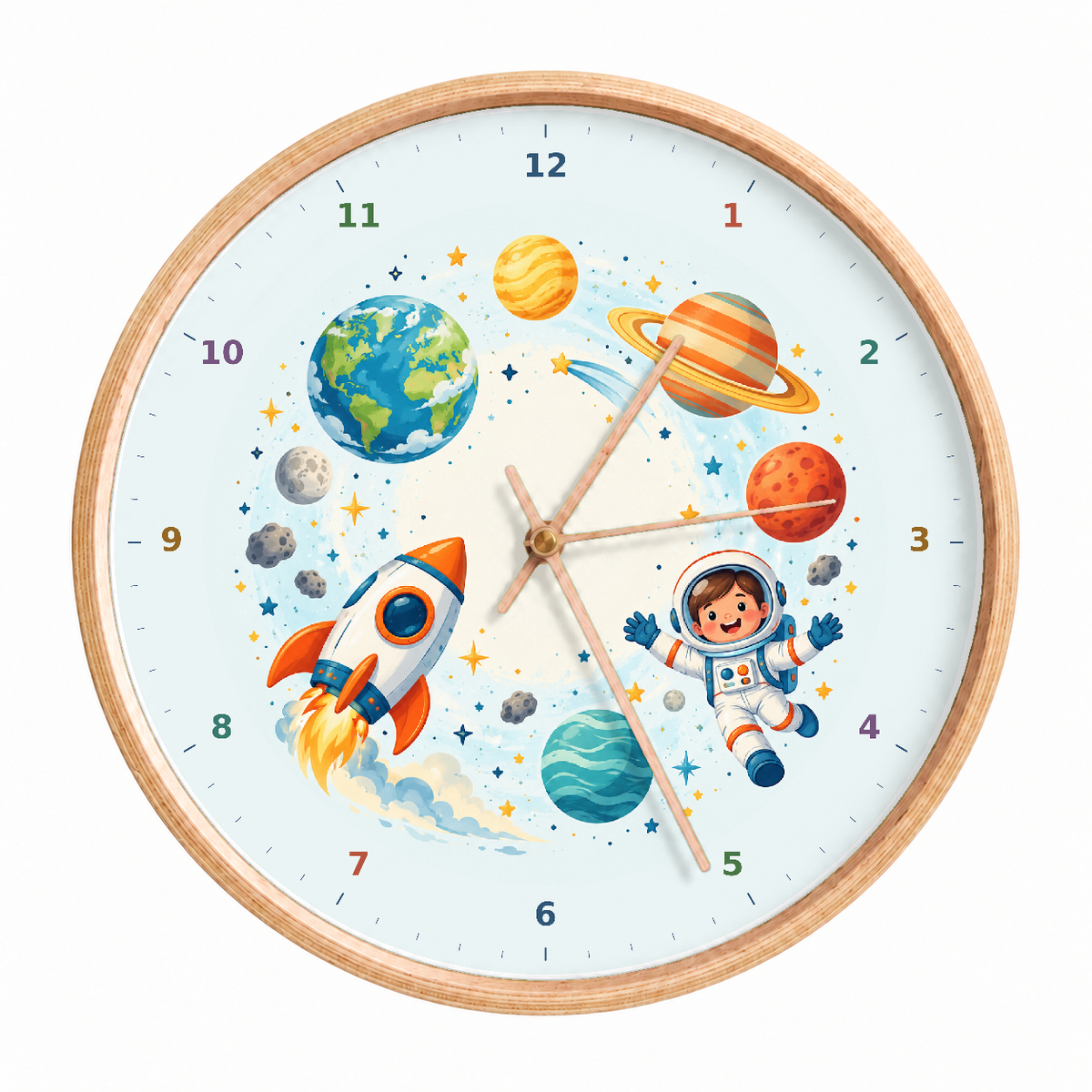 IMAGE_01_Front_-_Kids_Rocket_and_Planets_Wall_Clock_30cm_Wooden_Frame_-_WC-K118_-_649310204663.png