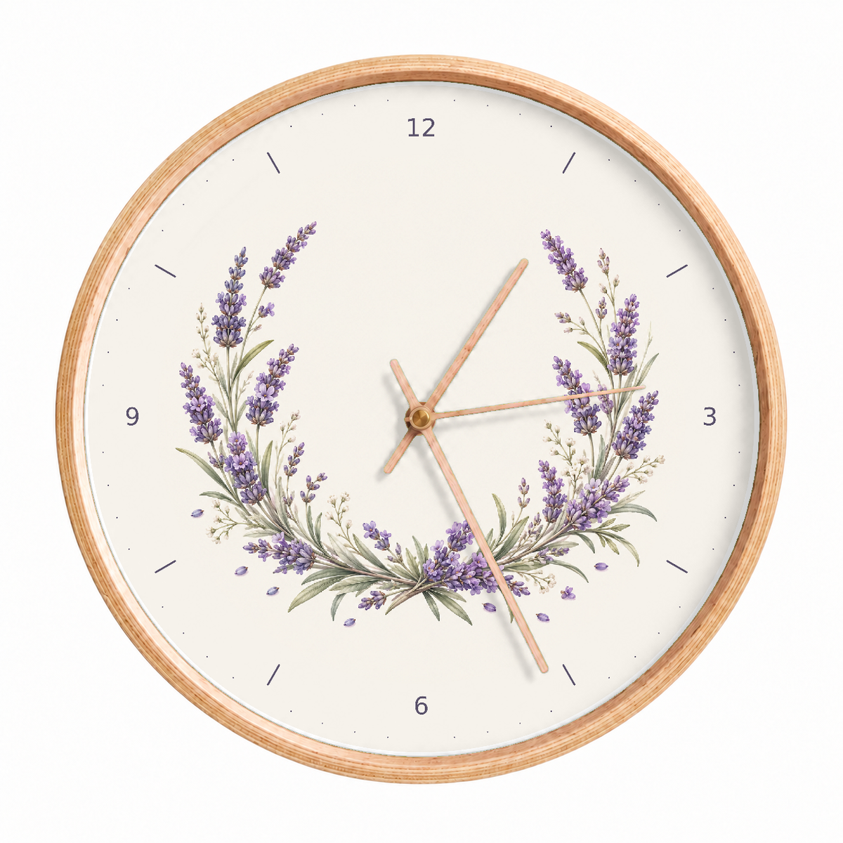 IMAGE_01_Front_-_Lavender_Floral_Wall_Clock_30cm_Wooden_Frame_-_WC-F023_-_649310203710.png
