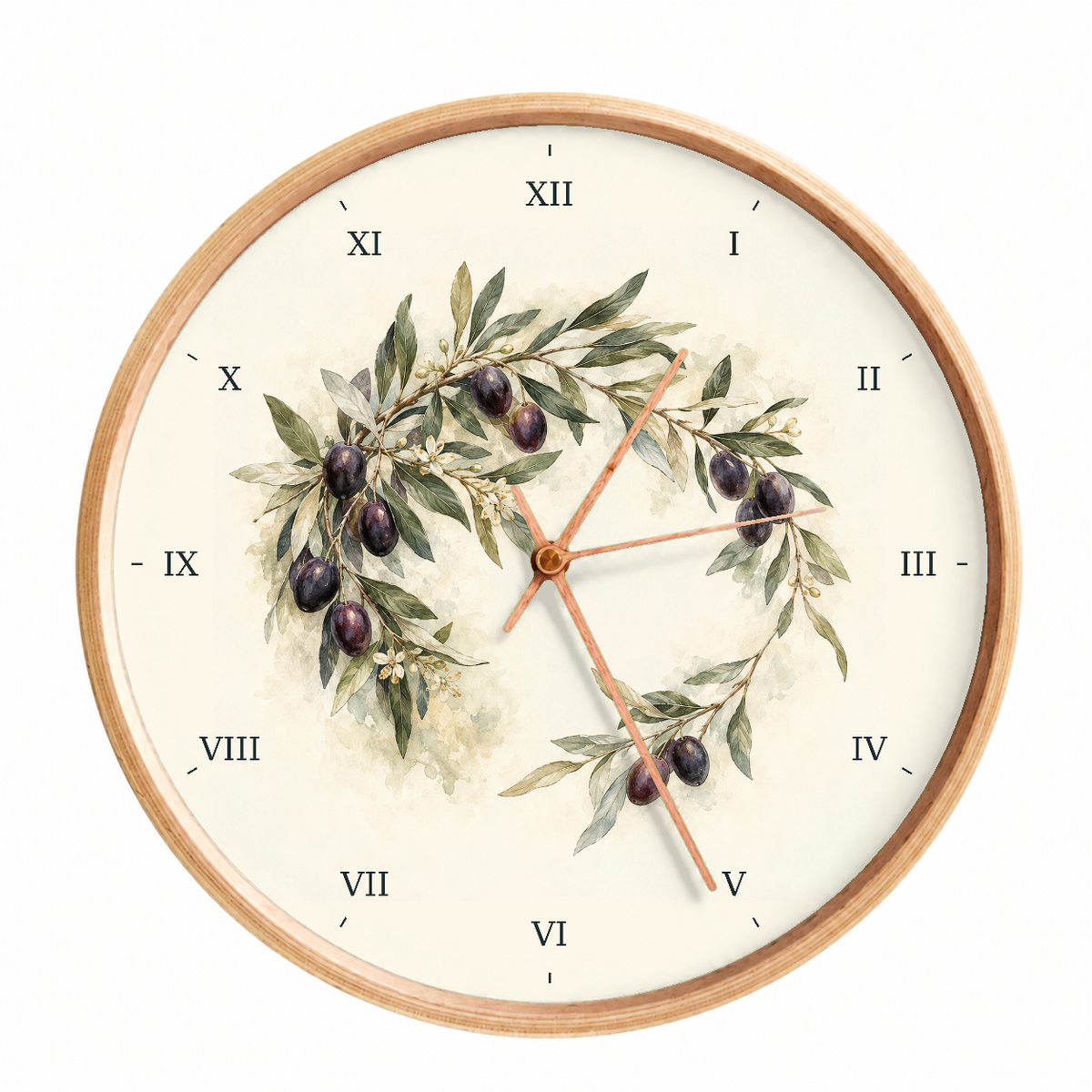 IMAGE_01_Front_-_Olive_Wreath_Wall_Clock_30cm_Wooden_Frame_-_WC-F012_-_649310203604.png