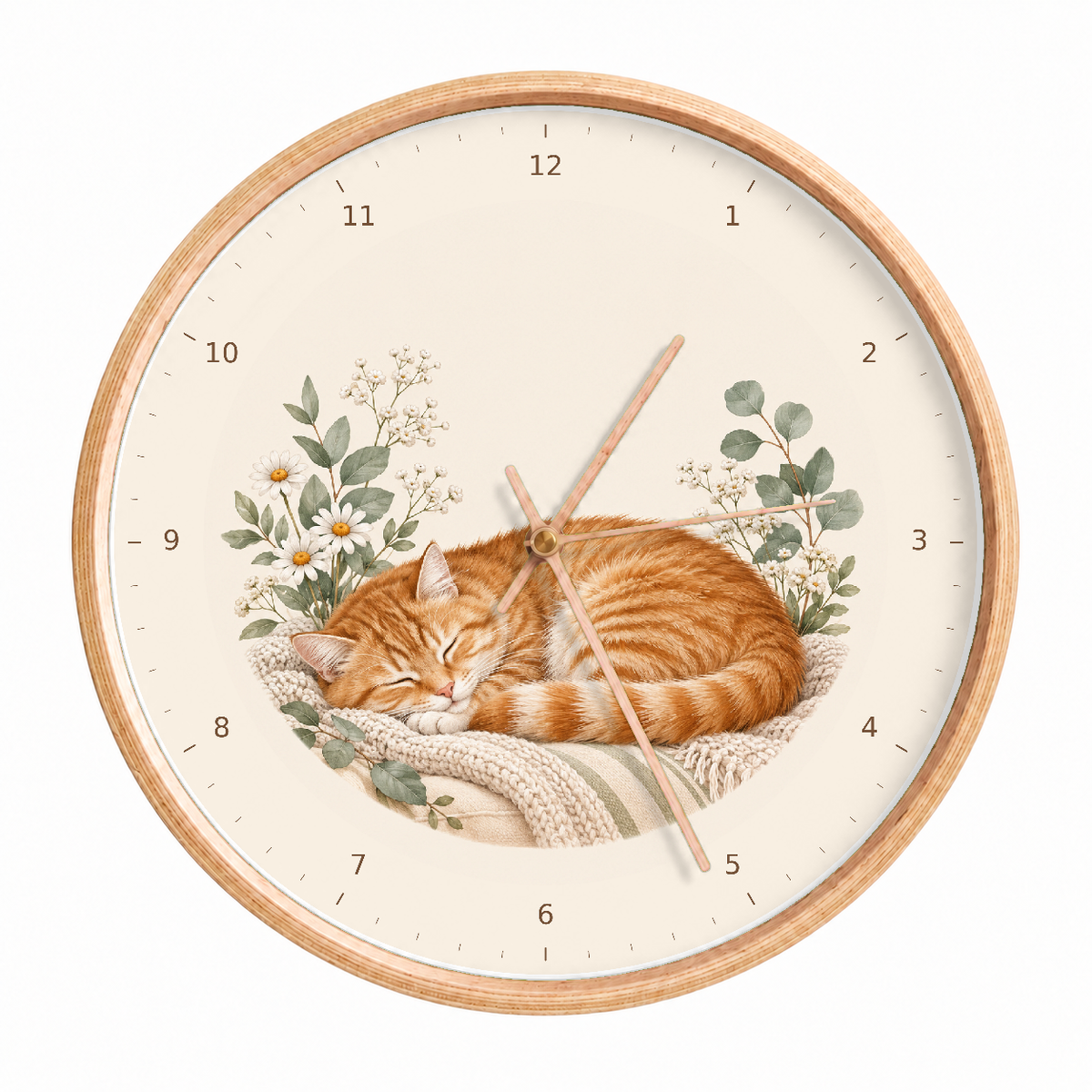 IMAGE_01_Front_-_Sleeping_Ginger_Cat_Wall_Clock_30cm_Wooden_Frame_-_WC-A007_-_649310203550.png
