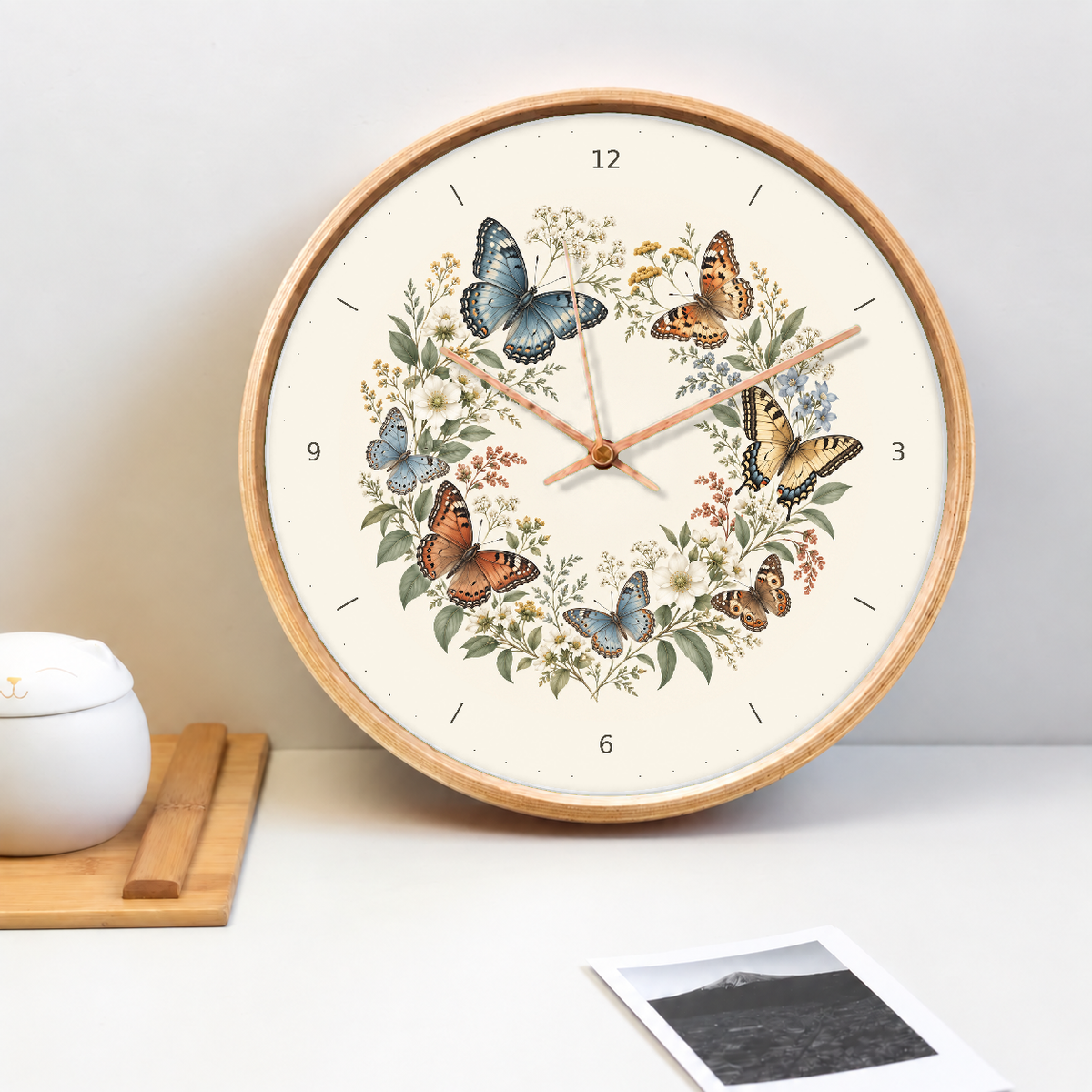 IMAGE_02_Tabletop_-_Butterfly_Floral_Wall_Clock_30cm_Wooden_Frame_-_WC-A006_-_649310203543.png