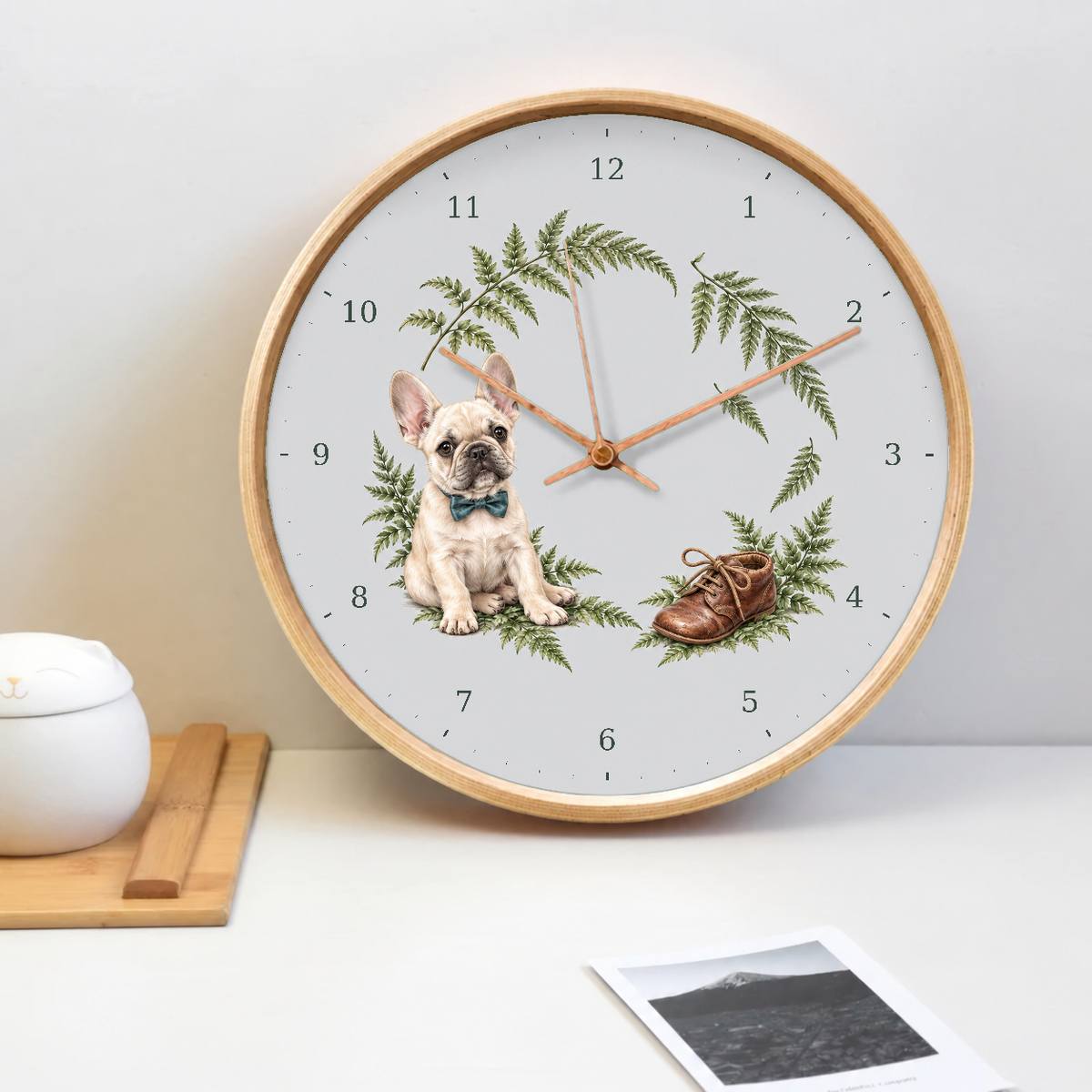 IMAGE_02_Tabletop_-_French_Bulldog_Fern_Wall_Clock_30cm_Wooden_Frame_-_WC-D041_-_649310203895.png