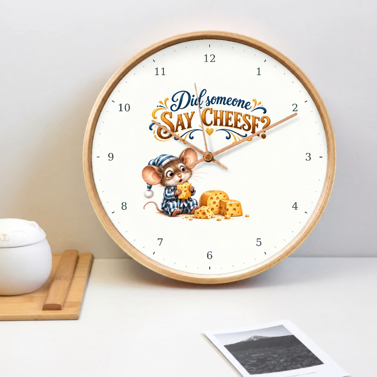 IMAGE_02_Tabletop_-_Funny_Cheese_Mouse_Wall_Clock_30cm_Wooden_Frame_-_WC-H067_-_649310204151.png