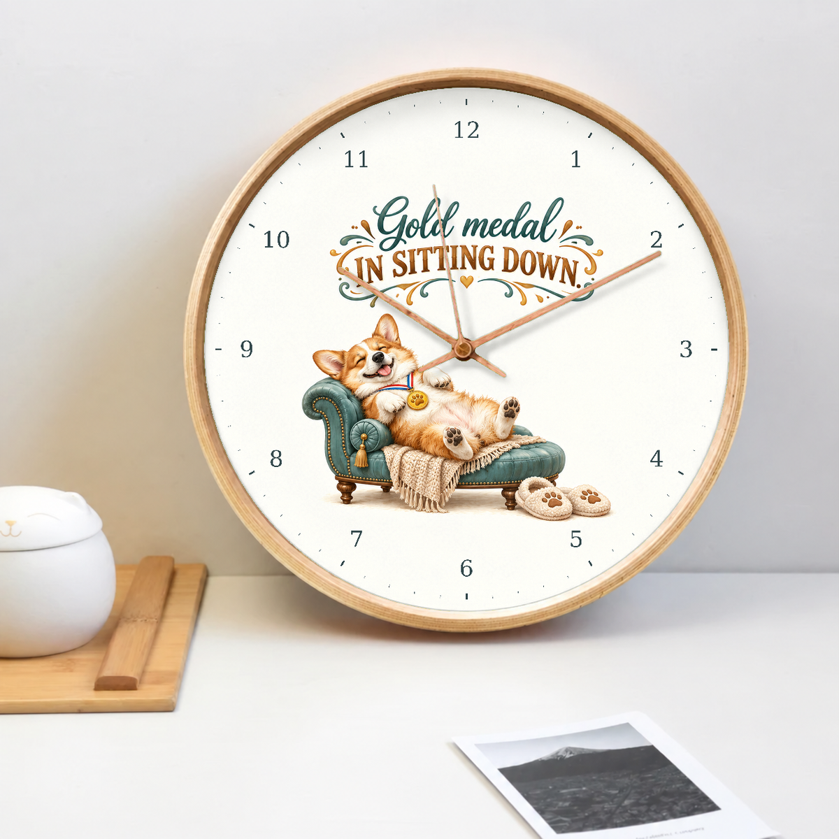 IMAGE_02_Tabletop_-_Funny_Corgi_Armchair_Wall_Clock_30cm_Wooden_Frame_-_WC-H076_-_649310204243.png