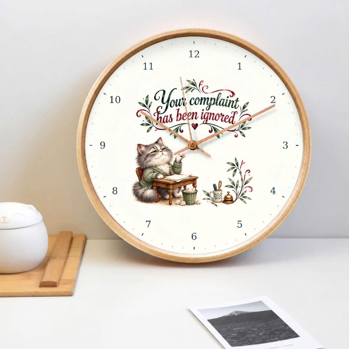 IMAGE_02_Tabletop_-_Funny_Customer_Service_Cat_Wall_Clock_30cm_Wooden_Frame_-_WC-H066_-_649310204144.png