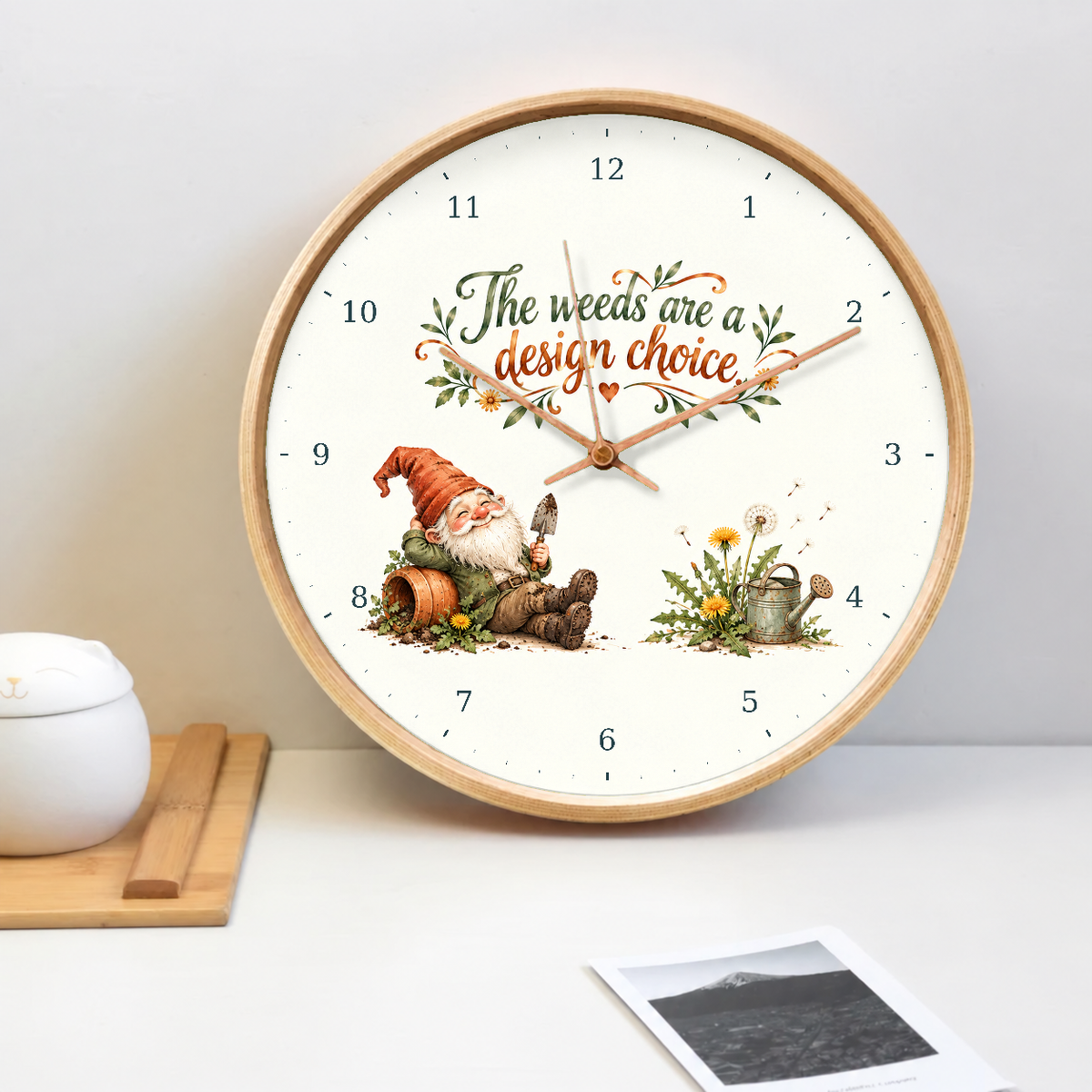 IMAGE_02_Tabletop_-_Funny_Garden_Gnome_Wall_Clock_30cm_Wooden_Frame_-_WC-H061_-_649310204090.png