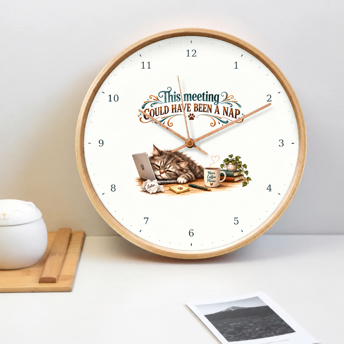 IMAGE_02_Tabletop_-_Funny_Meeting_Cat_Wall_Clock_30cm_Wooden_Frame_-_WC-H060_-_649310204083.png