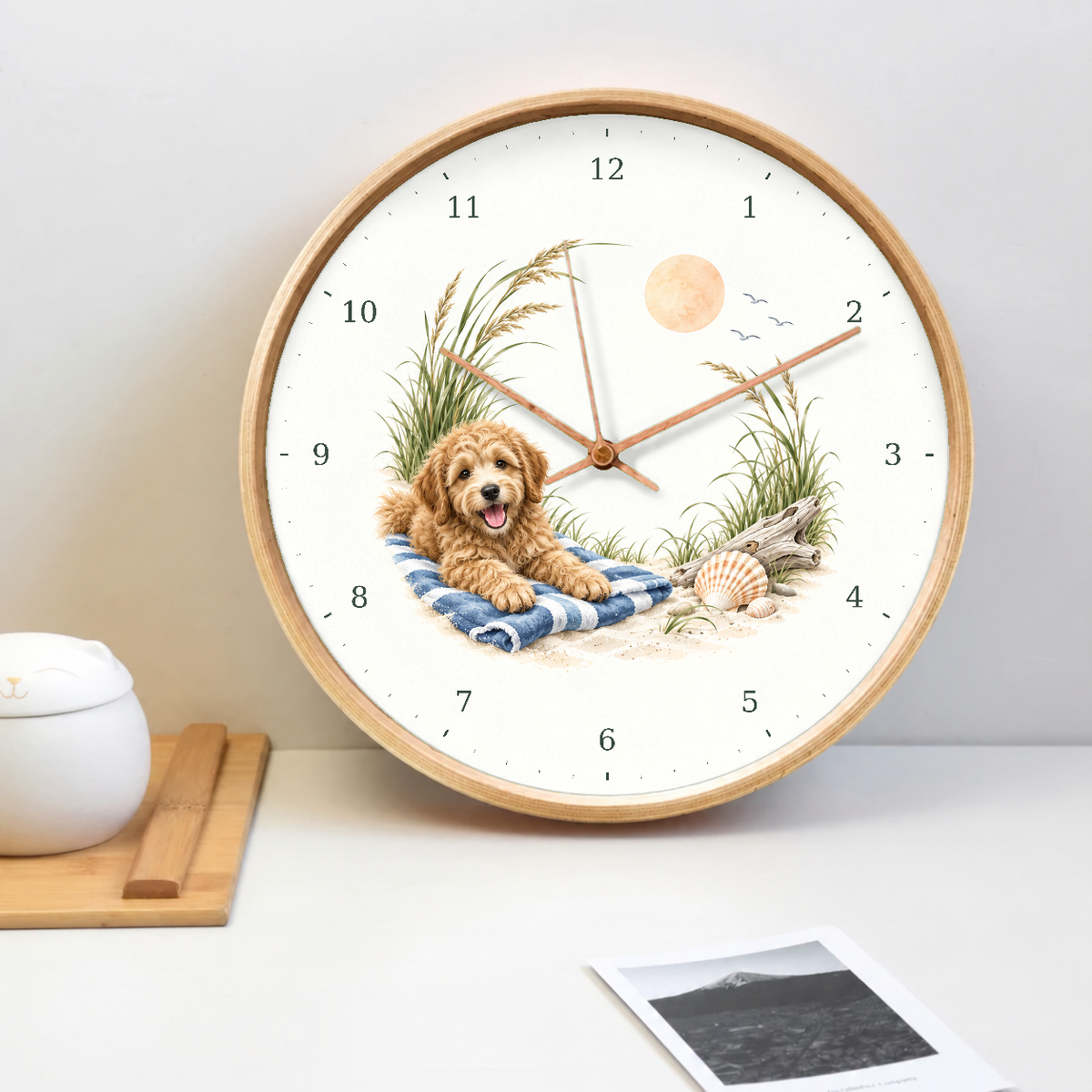 IMAGE_02_Tabletop_-_Groodle_Beach_Picnic_Wall_Clock_30cm_Wooden_Frame_-_WC-D045_-_649310203932.png