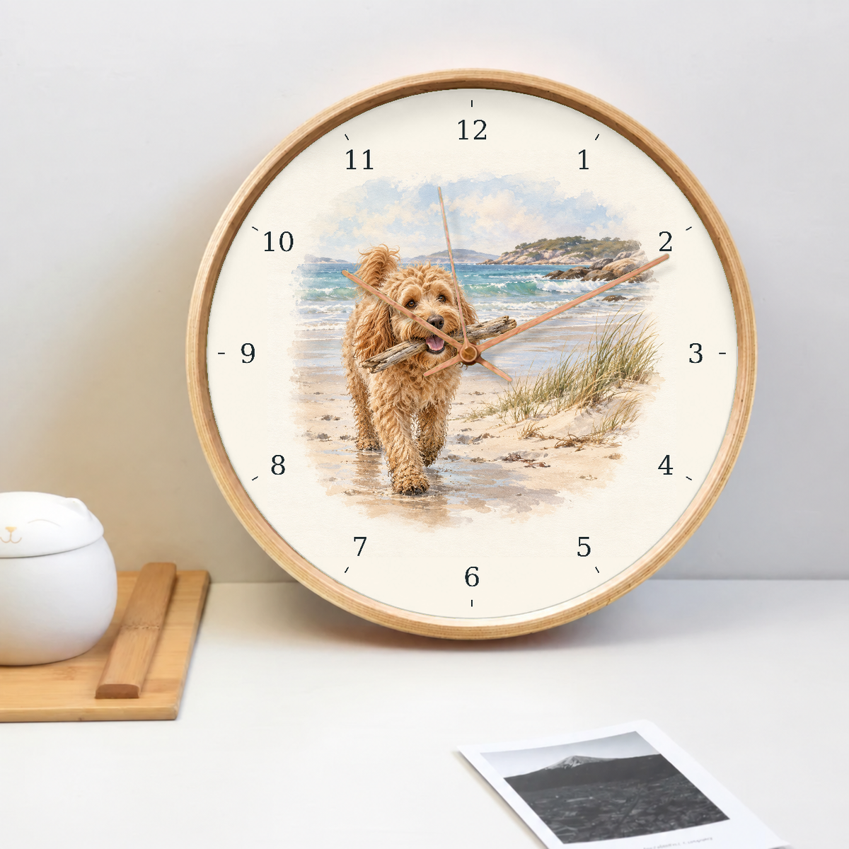 IMAGE_02_Tabletop_-_Groodle_Beach_Walk_Wall_Clock_30cm_Wooden_Frame_-_WC-D046_-_649310203949.png