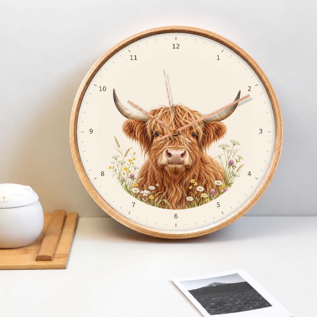 IMAGE_02_Tabletop_-_Highland_Cow_Wall_Clock_30cm_Wooden_Frame_-_WC-A005_-_649310203536.png