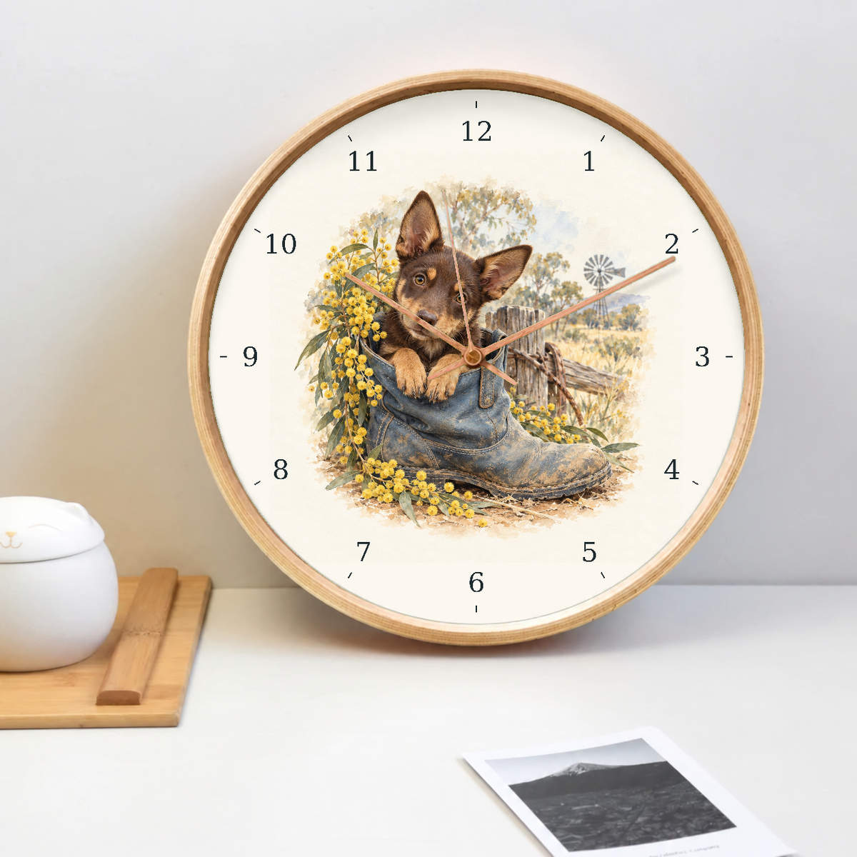 IMAGE_02_Tabletop_-_Kelpie_in_a_Boot_Wall_Clock_30cm_Wooden_Frame_-_WC-D034_-_649310203826.png