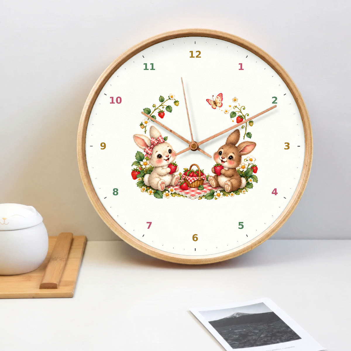 IMAGE_02_Tabletop_-_Kids_Bunny_Picnic_Wall_Clock_30cm_Wooden_Frame_-_WC-K096_-_649310204441.png