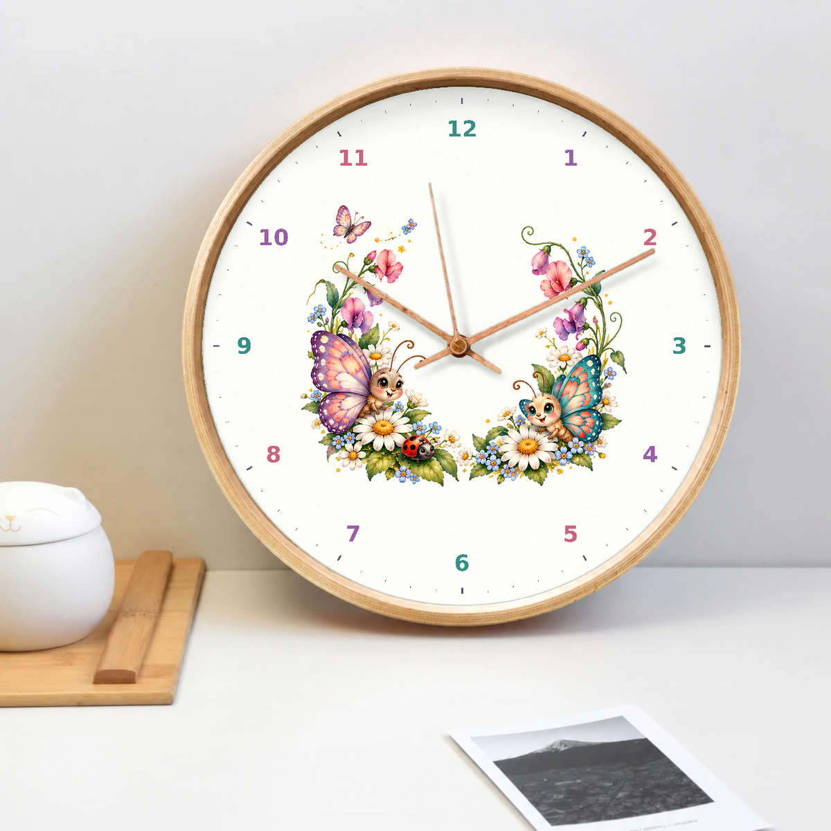 IMAGE_02_Tabletop_-_Kids_Butterfly_Meadow_Wall_Clock_30cm_Wooden_Frame_-_WC-K104_-_649310204526.png