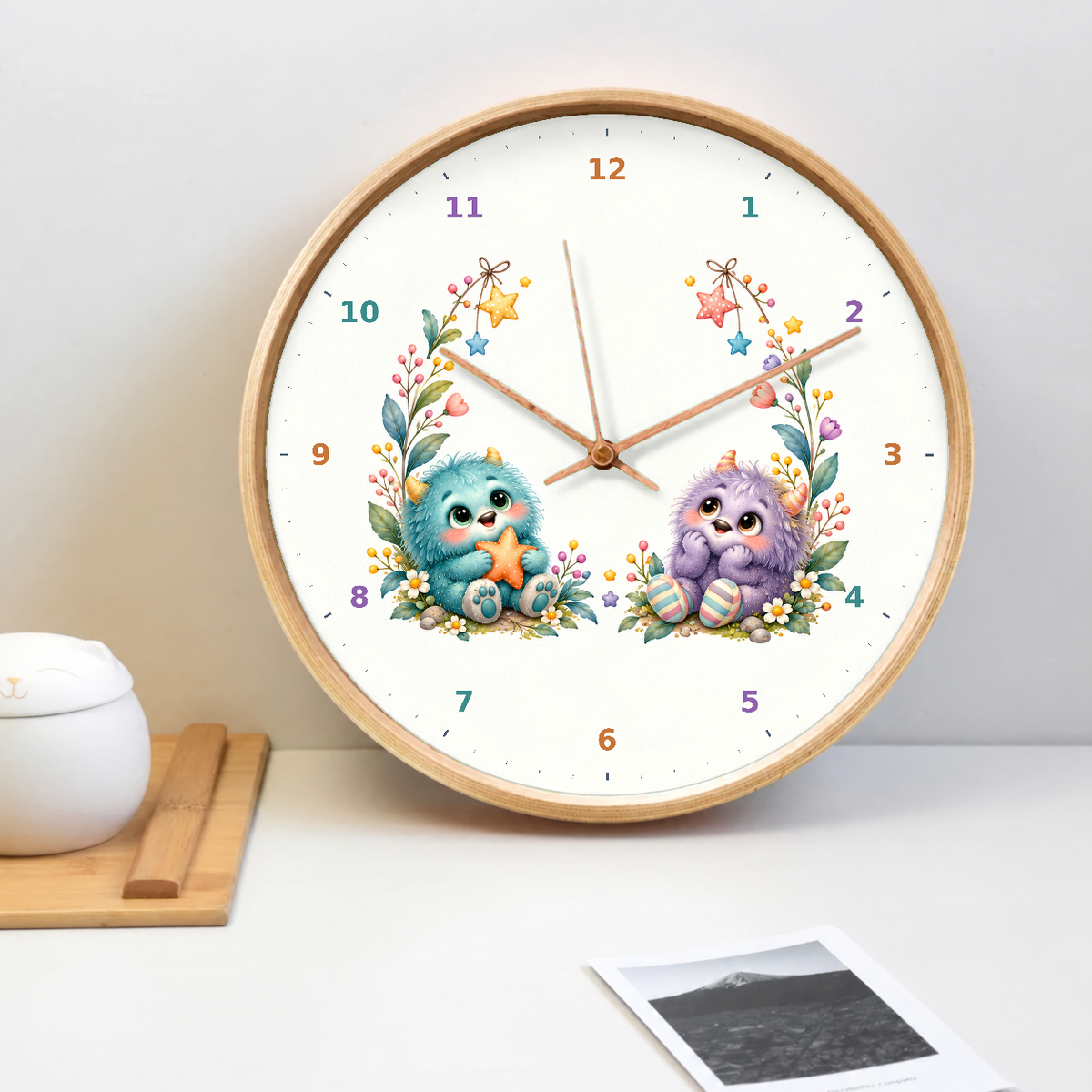 IMAGE_02_Tabletop_-_Kids_Cuddly_Monsters_Wall_Clock_30cm_Wooden_Frame_-_WC-K111_-_649310204595.png