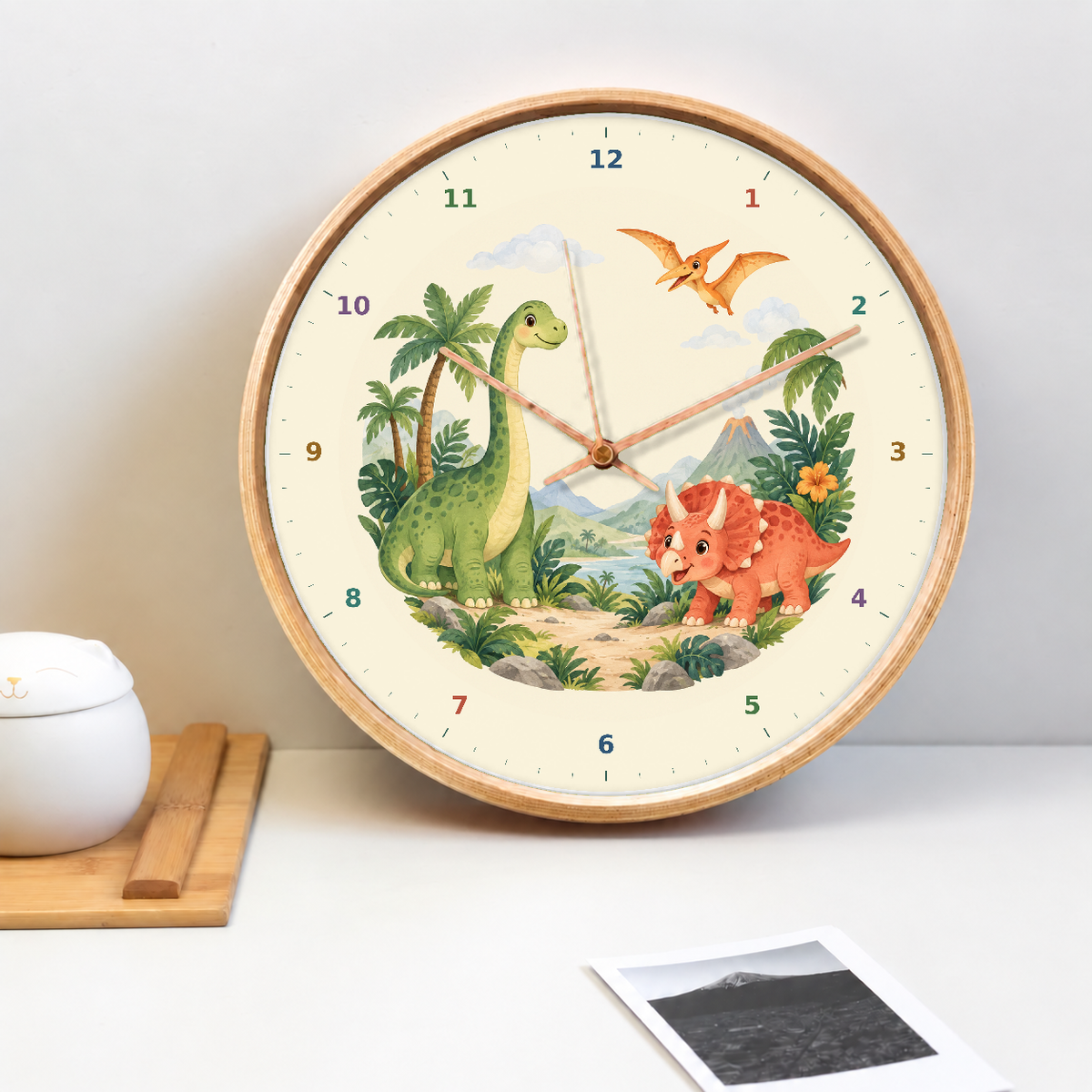 IMAGE_02_Tabletop_-_Kids_Dinosaur_Landscape_Wall_Clock_30cm_Wooden_Frame_-_WC-K117_-_649310204656.png