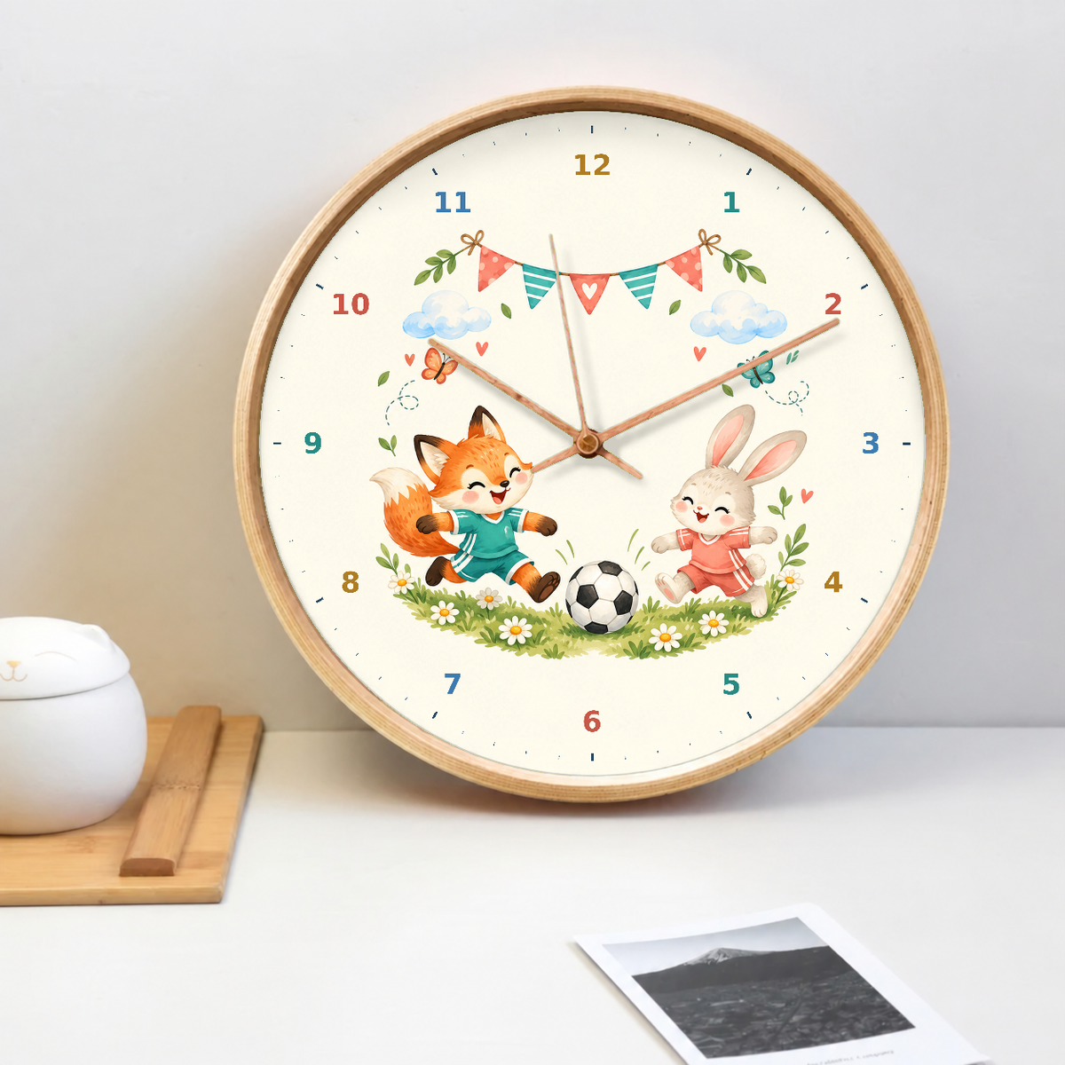 IMAGE_02_Tabletop_-_Kids_Soccer_Animals_Wall_Clock_30cm_Wooden_Frame_-_WC-K116_-_649310204649.png