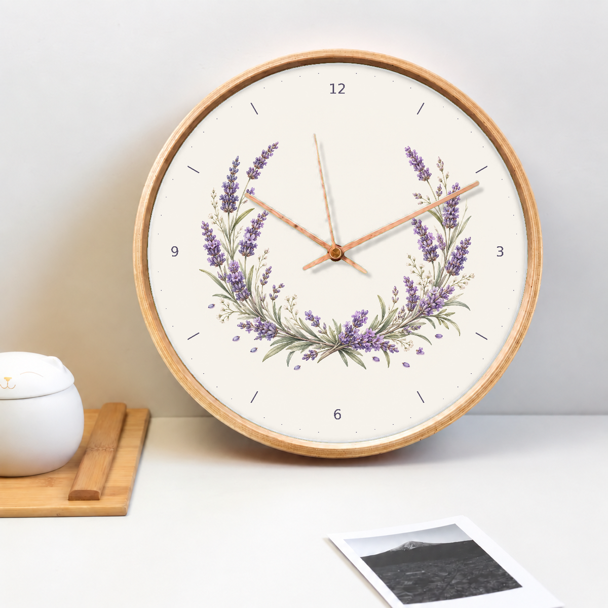 IMAGE_02_Tabletop_-_Lavender_Floral_Wall_Clock_30cm_Wooden_Frame_-_WC-F023_-_649310203710.png