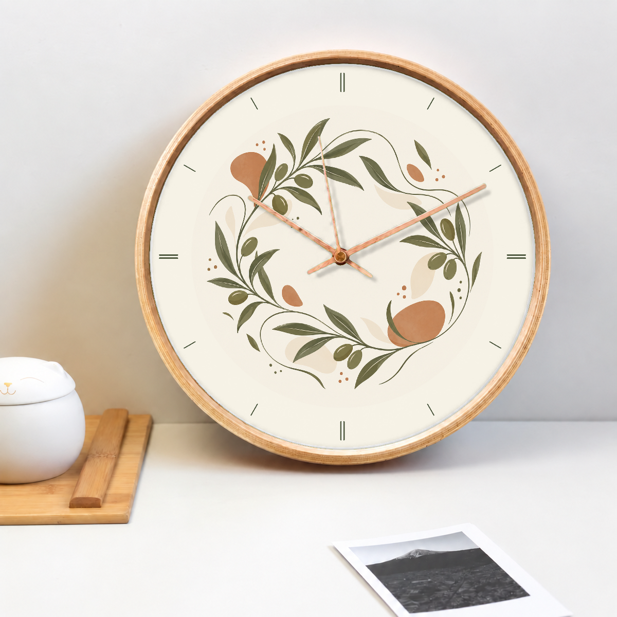 IMAGE_02_Tabletop_-_Olive_Leaf_Wall_Clock_30cm_Wooden_Frame_-_WC-F018_-_649310203666.png