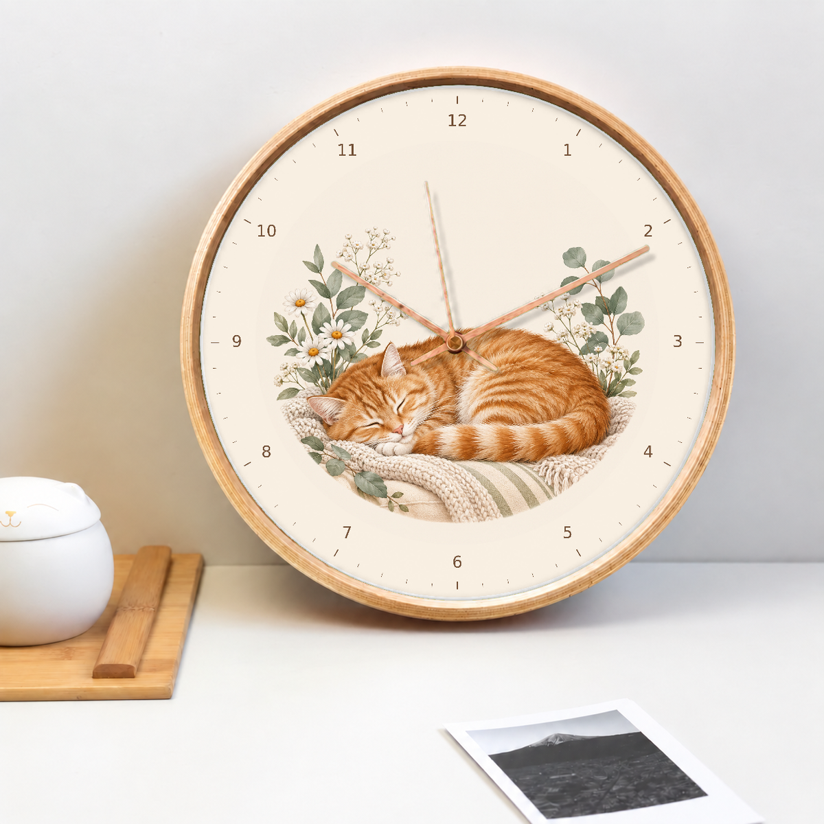 IMAGE_02_Tabletop_-_Sleeping_Ginger_Cat_Wall_Clock_30cm_Wooden_Frame_-_WC-A007_-_649310203550.png