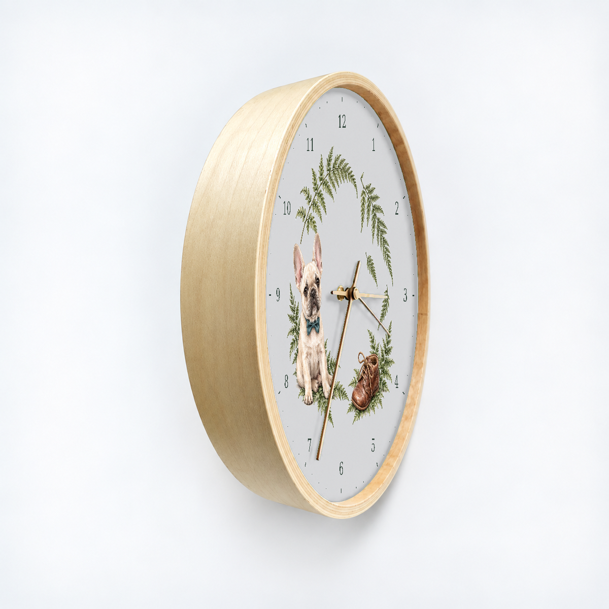 IMAGE_03_Angled_-_French_Bulldog_Fern_Wall_Clock_30cm_Wooden_Frame_-_WC-D041_-_649310203895.png