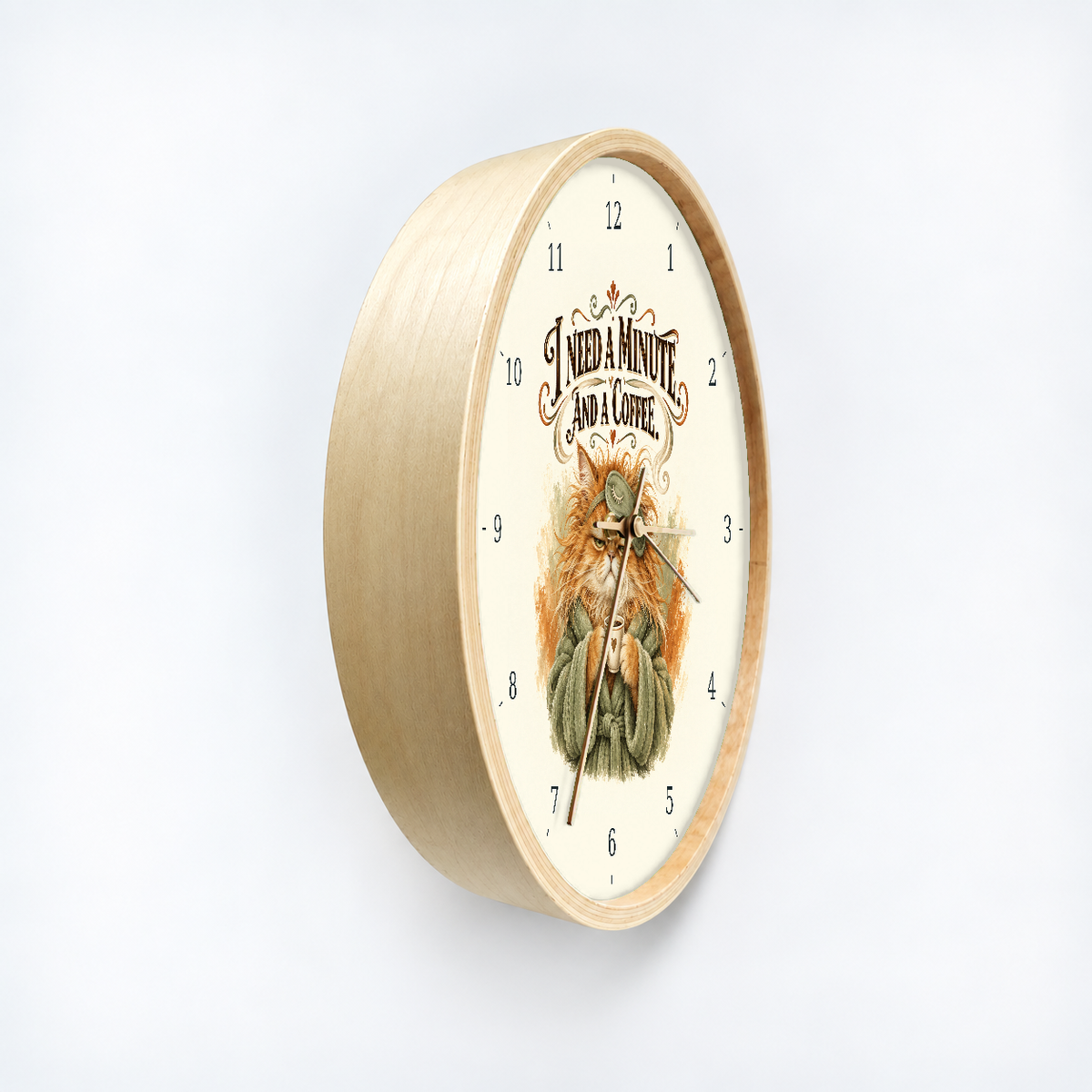 IMAGE_03_Angled_-_Funny_Coffee_Cat_Wall_Clock_30cm_Wooden_Frame_-_WC-H054_-_649310204021.png