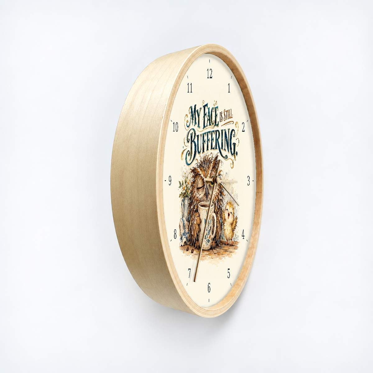 IMAGE_03_Angled_-_Funny_Coffee_Owl_Wall_Clock_30cm_Wooden_Frame_-_WC-H074_-_649310204229.png