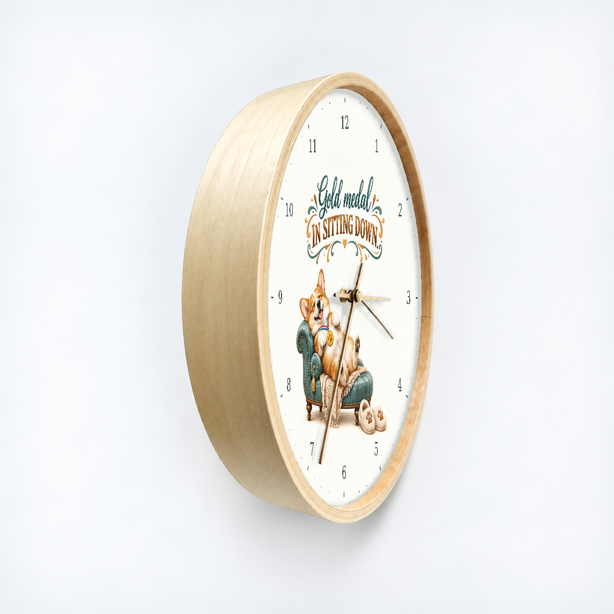 IMAGE_03_Angled_-_Funny_Corgi_Armchair_Wall_Clock_30cm_Wooden_Frame_-_WC-H076_-_649310204243.png