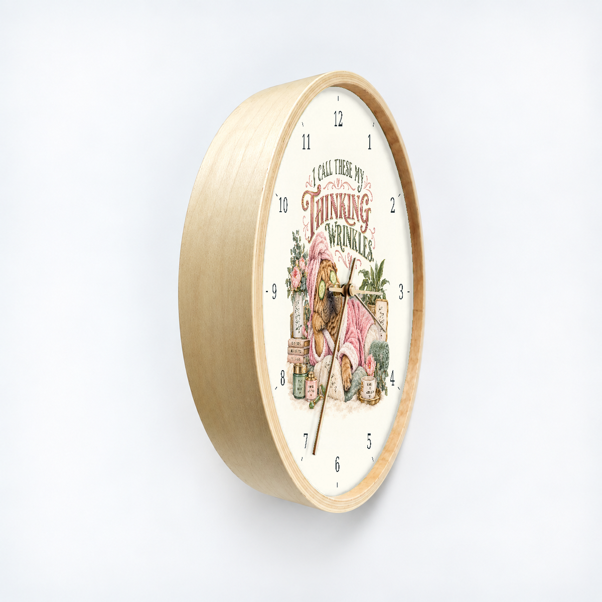 IMAGE_03_Angled_-_Funny_Pink_Spa_Dog_Wall_Clock_30cm_Wooden_Frame_-_WC-H063_-_649310204113.png