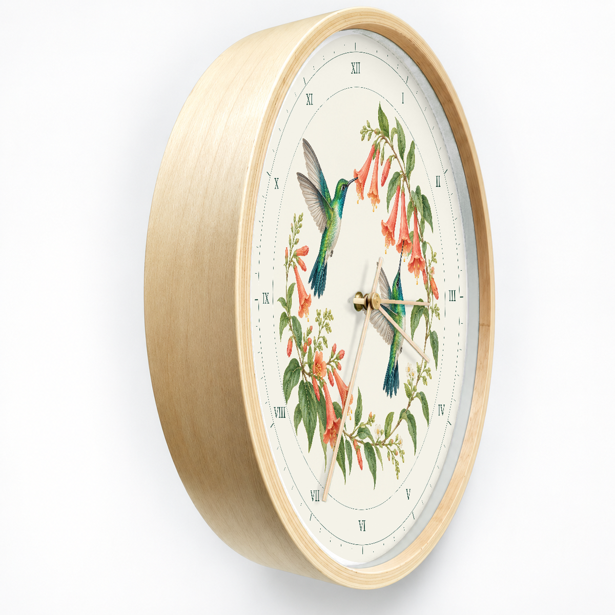 IMAGE_03_Angled_-_Hummingbird_Garden_Wall_Clock_30cm_Wooden_Frame_-_WC-A003_-_649310203512.png
