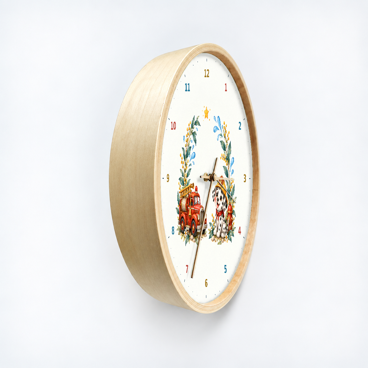 IMAGE_03_Angled_-_Kids_Fire_Engine_Wall_Clock_30cm_Wooden_Frame_-_WC-K098_-_649310204465.png