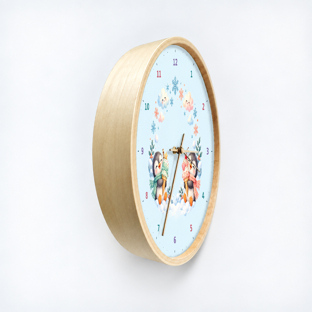 IMAGE_03_Angled_-_Kids_Penguin_Ice_Cream_Wall_Clock_30cm_Wooden_Frame_-_WC-K112_-_649310204601.png