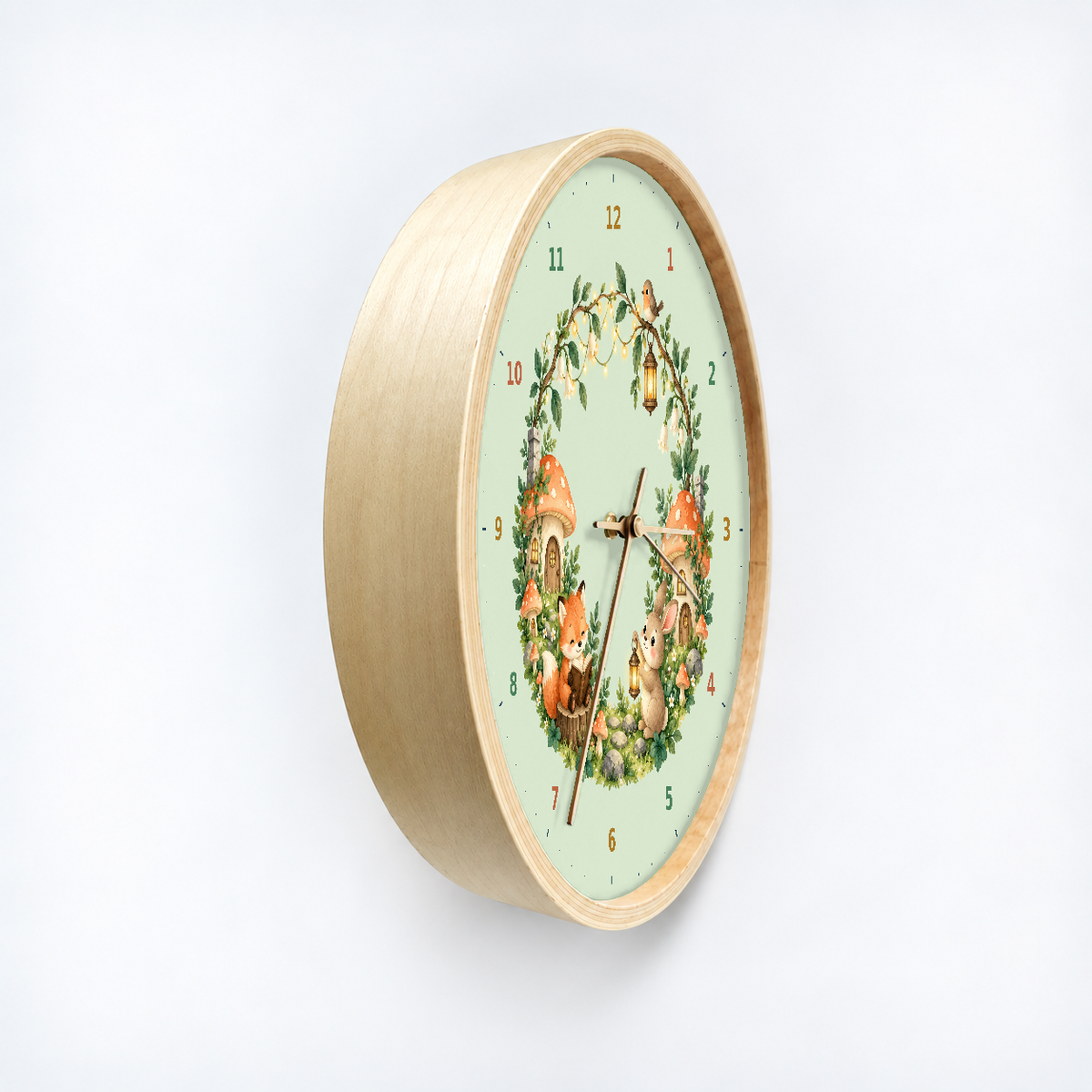 IMAGE_03_Angled_-_Kids_Woodland_Village_Wall_Clock_30cm_Wooden_Frame_-_WC-K101_-_649310204496.png