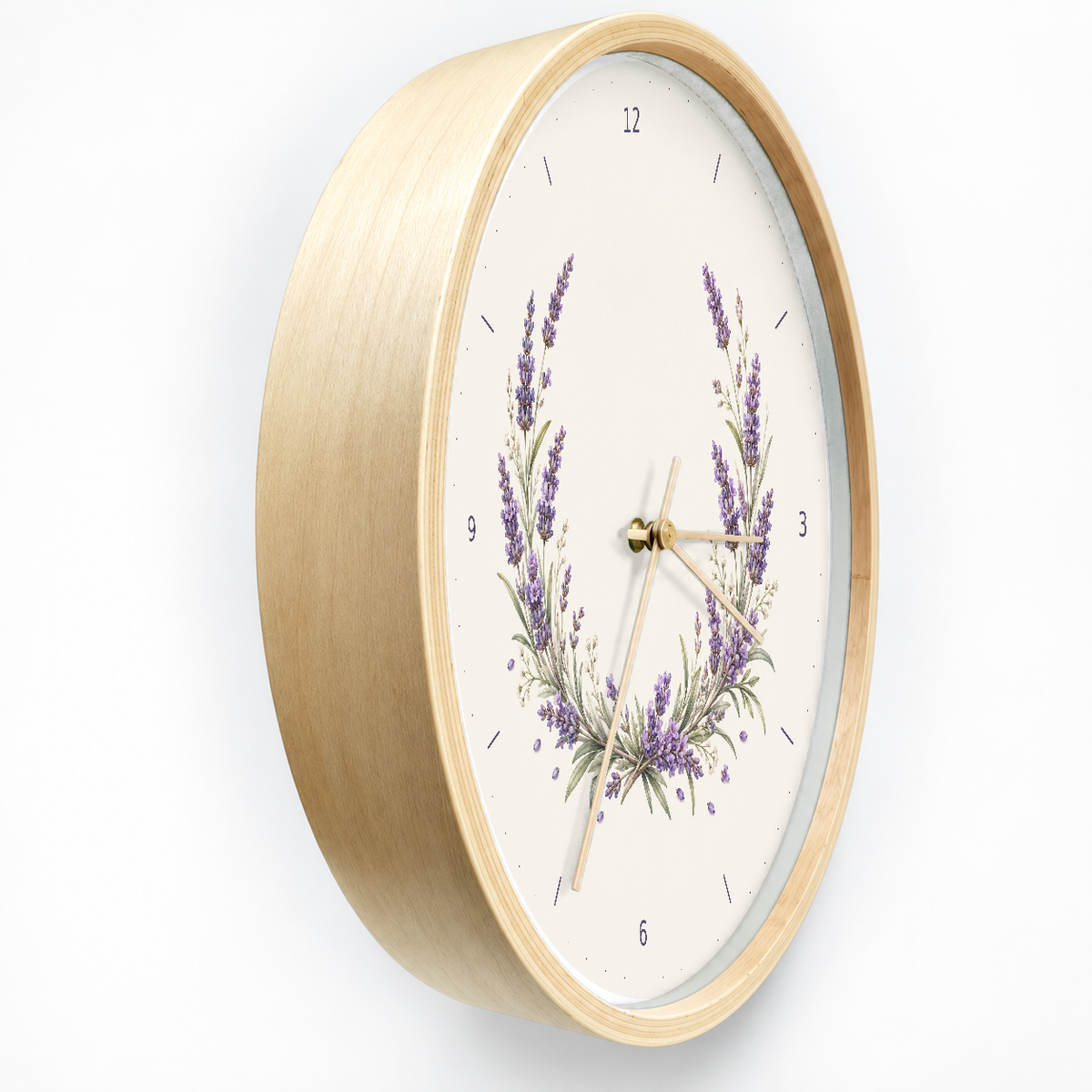 IMAGE_03_Angled_-_Lavender_Floral_Wall_Clock_30cm_Wooden_Frame_-_WC-F023_-_649310203710.png