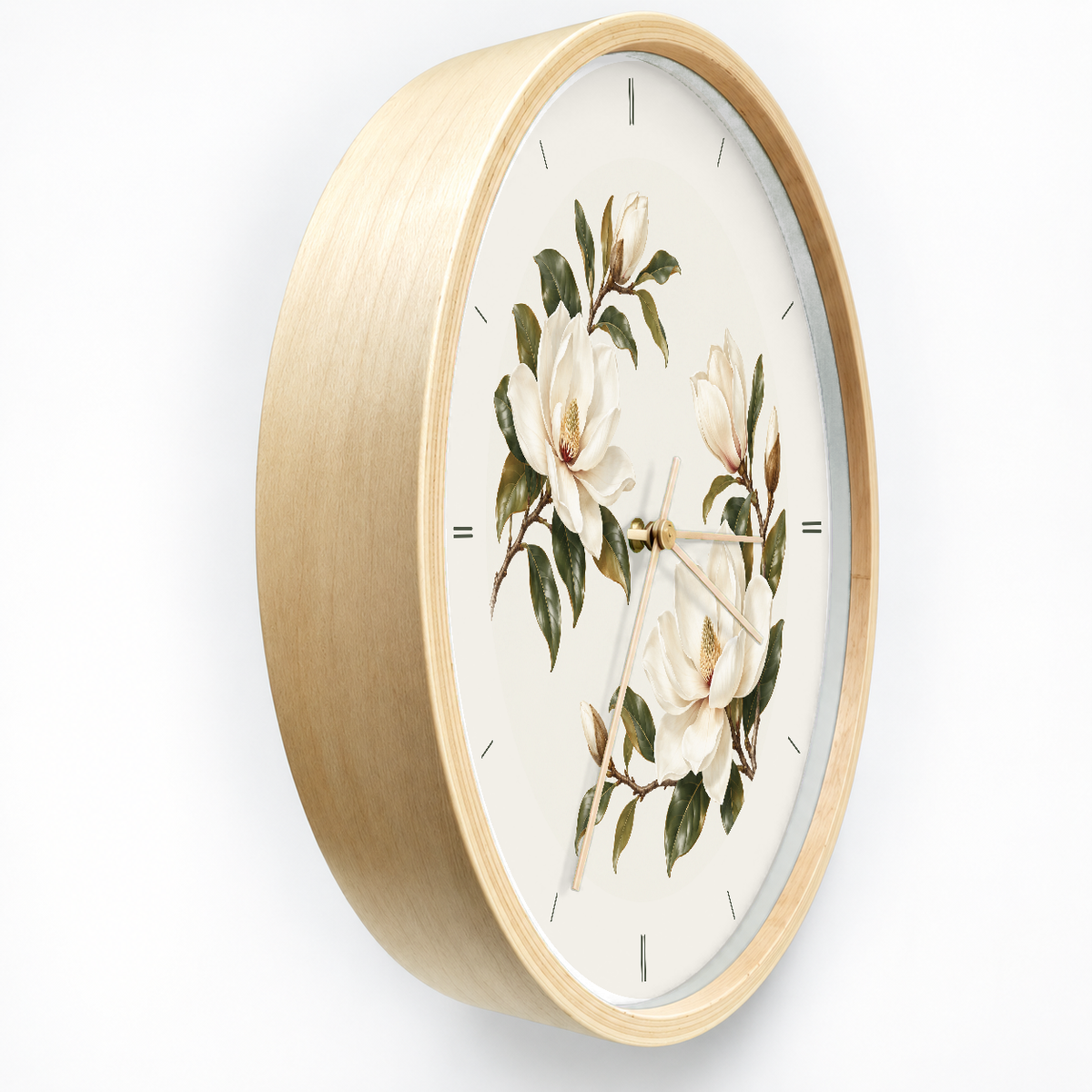 IMAGE_03_Angled_-_White_Magnolia_Wall_Clock_30cm_Wooden_Frame_-_WC-F021_-_649310203697.png