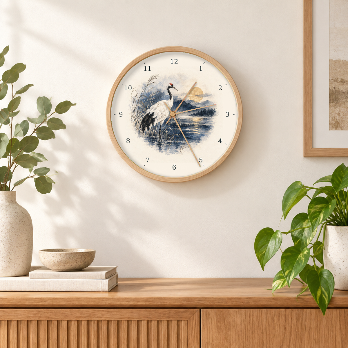 IMAGE_04_Wall_-_Crane_Bird_Wall_Clock_30cm_Wooden_Frame_-_WC-F011_-_649310203598.png