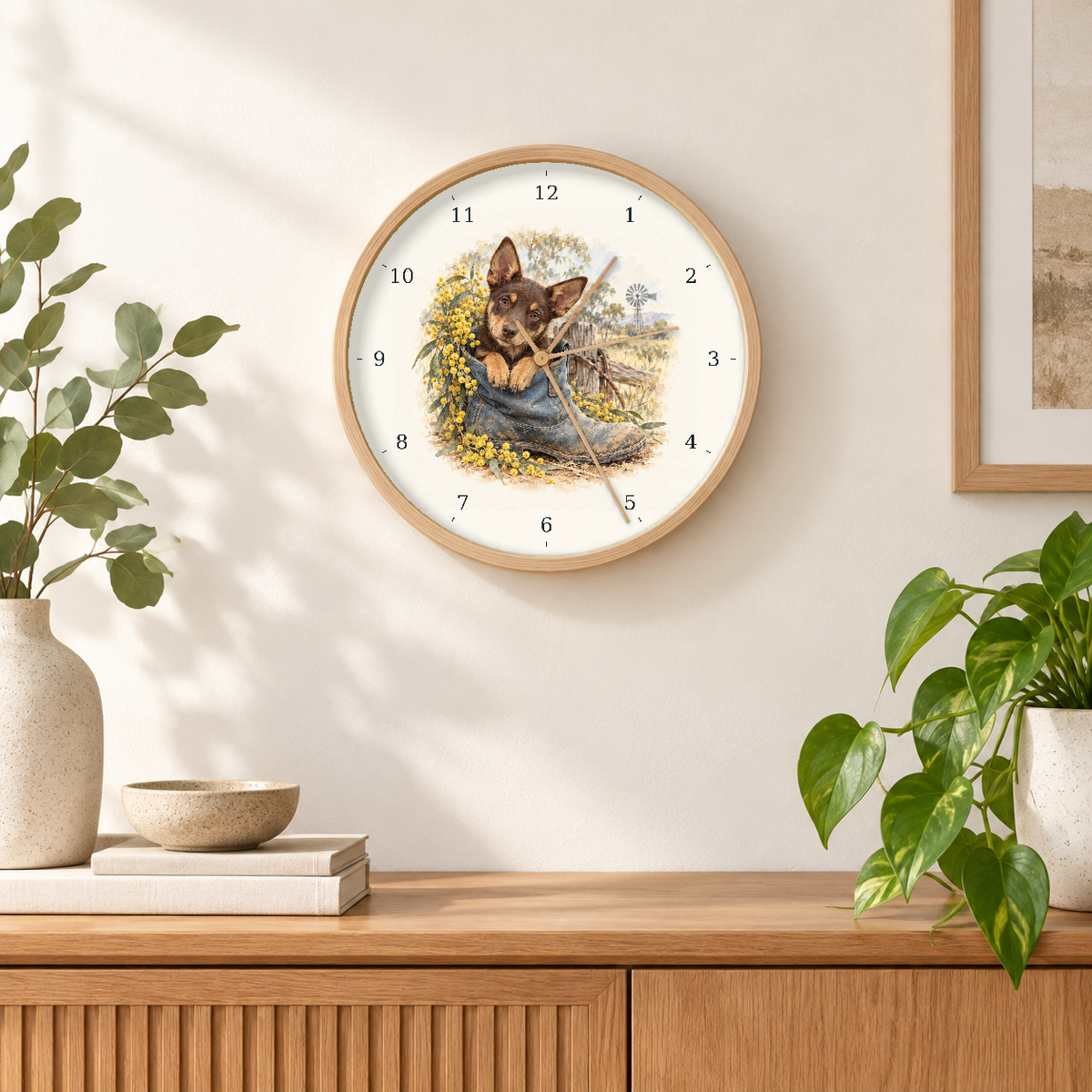 IMAGE_04_Wall_-_Kelpie_in_a_Boot_Wall_Clock_30cm_Wooden_Frame_-_WC-D034_-_649310203826.png