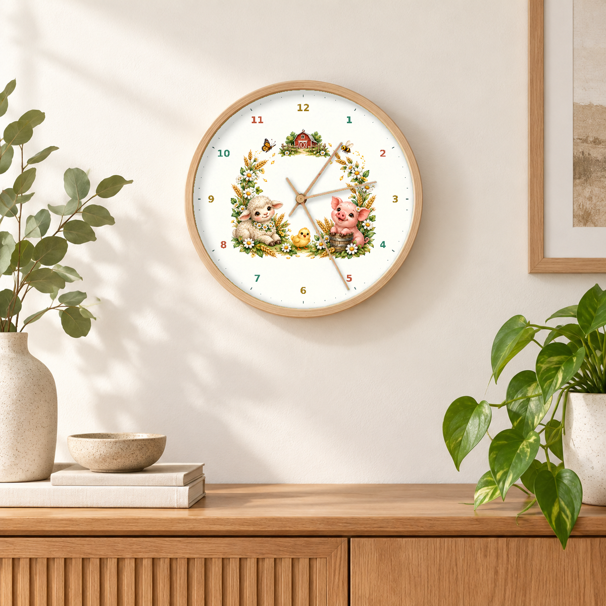 IMAGE_04_Wall_-_Kids_Farm_Animals_Wall_Clock_30cm_Wooden_Frame_-_WC-K092_-_649310204403.png