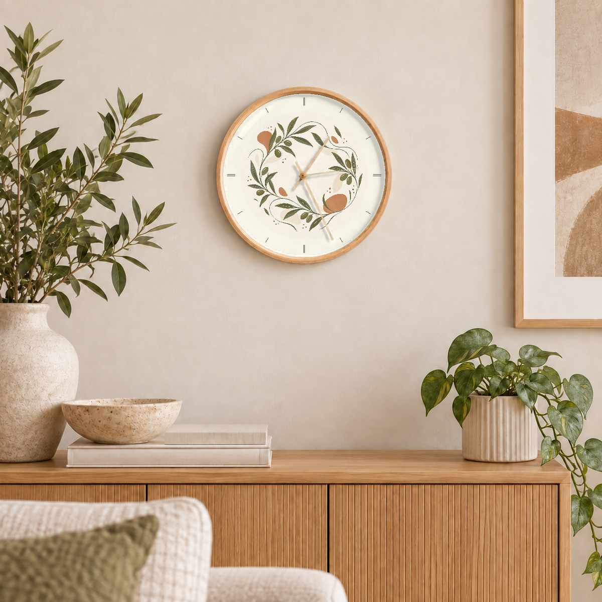 IMAGE_04_Wall_-_Olive_Leaf_Wall_Clock_30cm_Wooden_Frame_-_WC-F018_-_649310203666.png