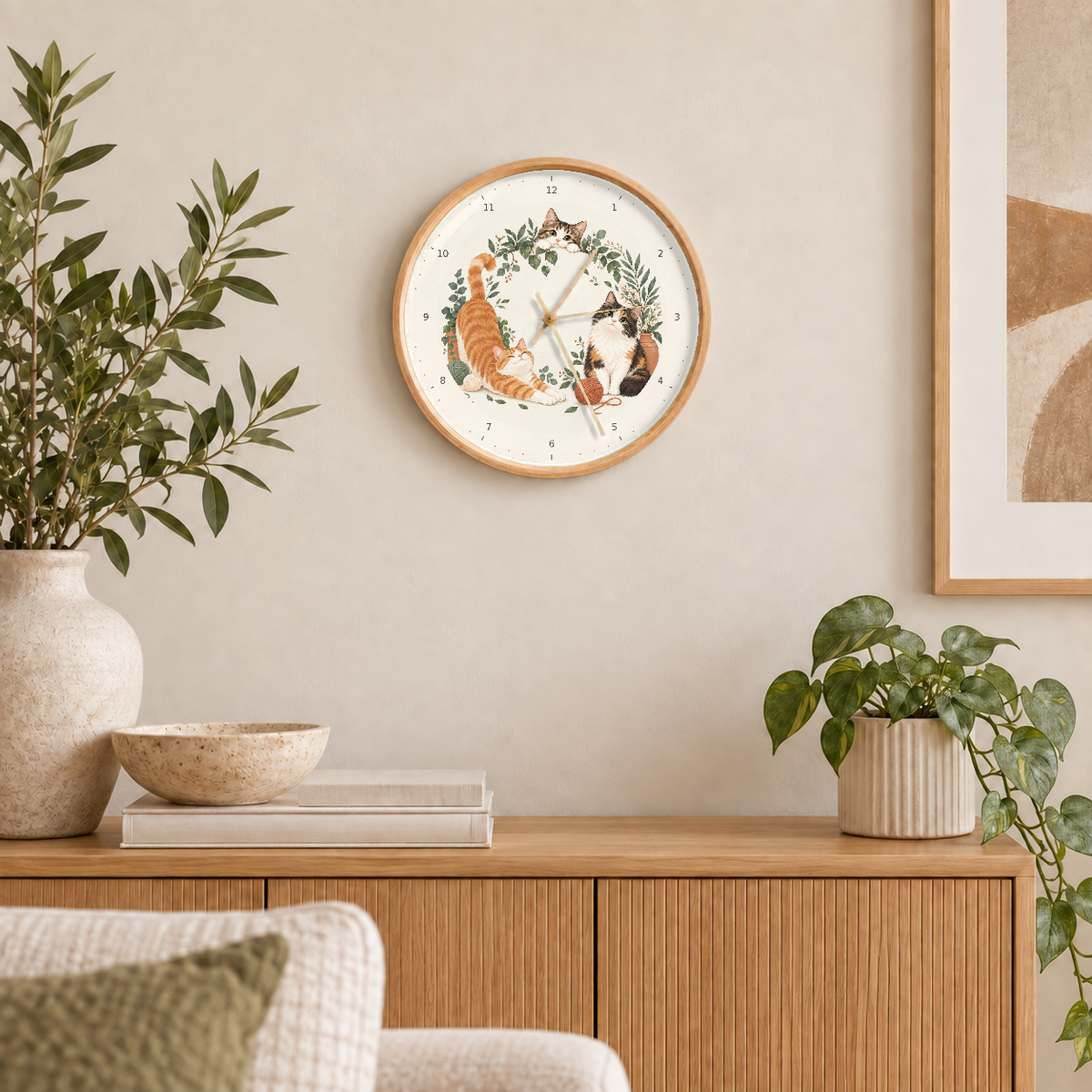 IMAGE_04_Wall_-_Playful_Cats_Wall_Clock_30cm_Wooden_Frame_-_WC-A009_-_649310203574.png