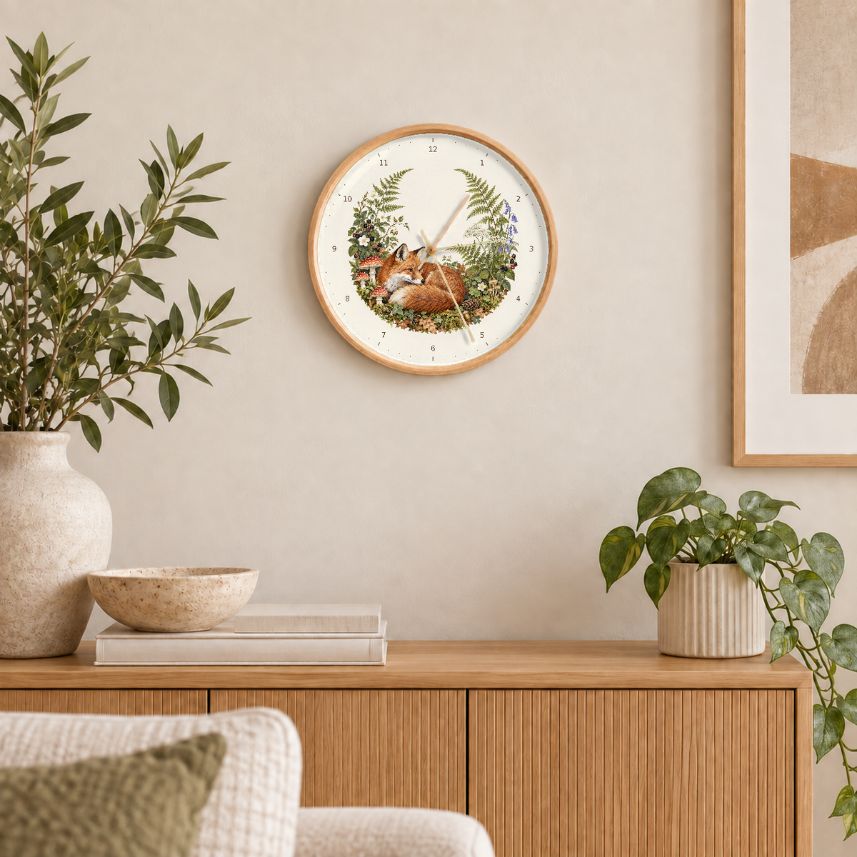 IMAGE_04_Wall_-_Woodland_Fox_Wall_Clock_30cm_Wooden_Frame_-_WC-A001_-_649310203499.png
