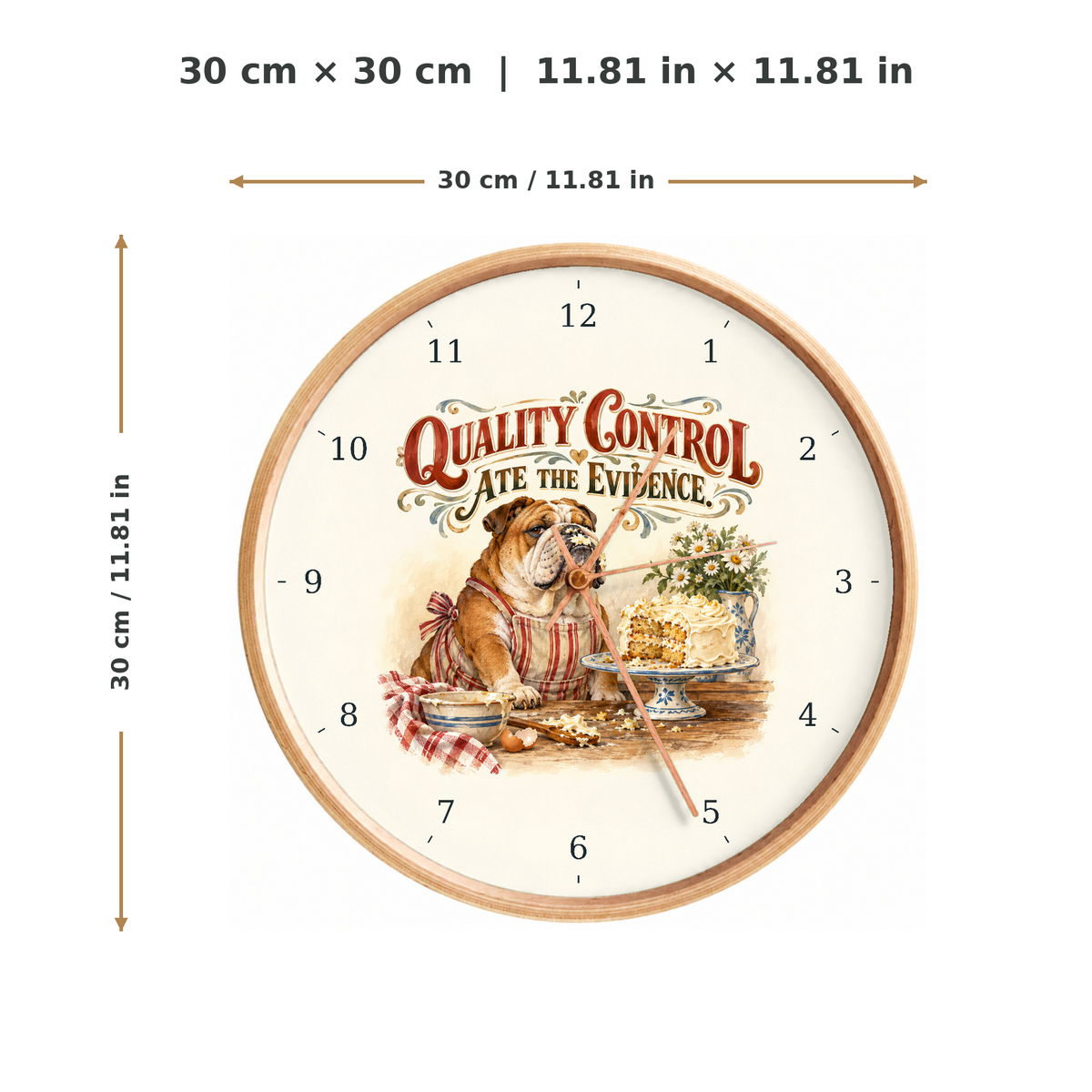 IMAGE_05_Measurements_-_Funny_Bulldog_Cake_Wall_Clock_30cm_Wooden_Frame_-_WC-H087_-_649310204359.png