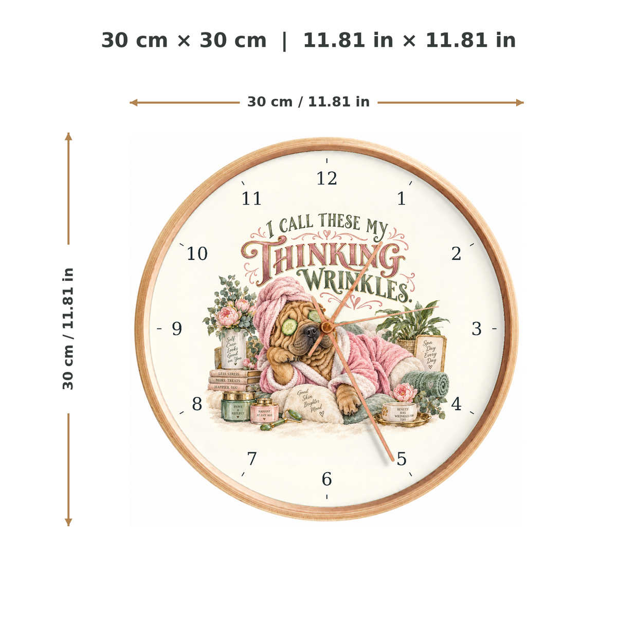 IMAGE_05_Measurements_-_Funny_Pink_Spa_Dog_Wall_Clock_30cm_Wooden_Frame_-_WC-H063_-_649310204113.png