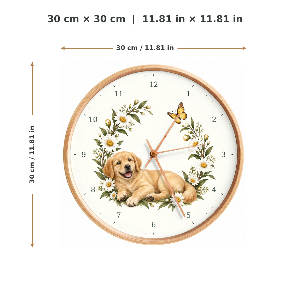 IMAGE_05_Measurements_-_Golden_Retriever_Wall_Clock_30cm_Wooden_Frame_-_WC-D031_-_649310203796.png