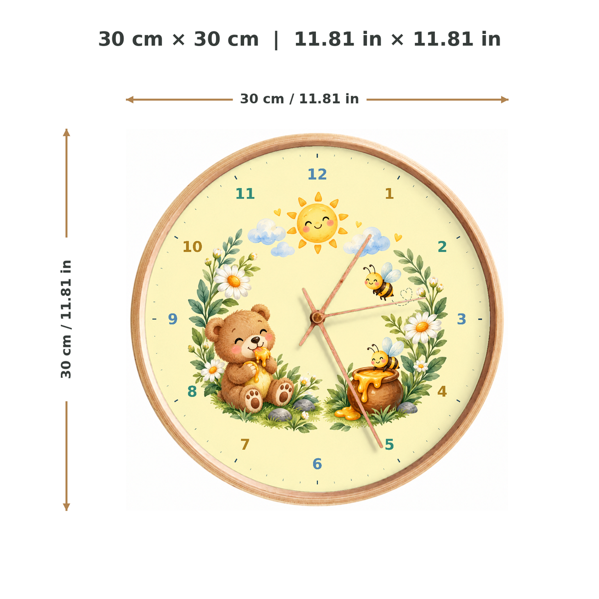 IMAGE_05_Measurements_-_Kids_Honey_Bear_Wall_Clock_30cm_Wooden_Frame_-_WC-K106_-_649310204540.png
