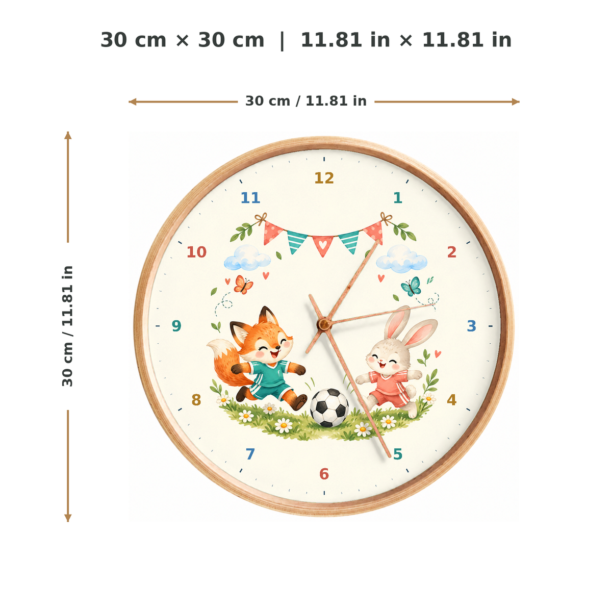 IMAGE_05_Measurements_-_Kids_Soccer_Animals_Wall_Clock_30cm_Wooden_Frame_-_WC-K116_-_649310204649.png