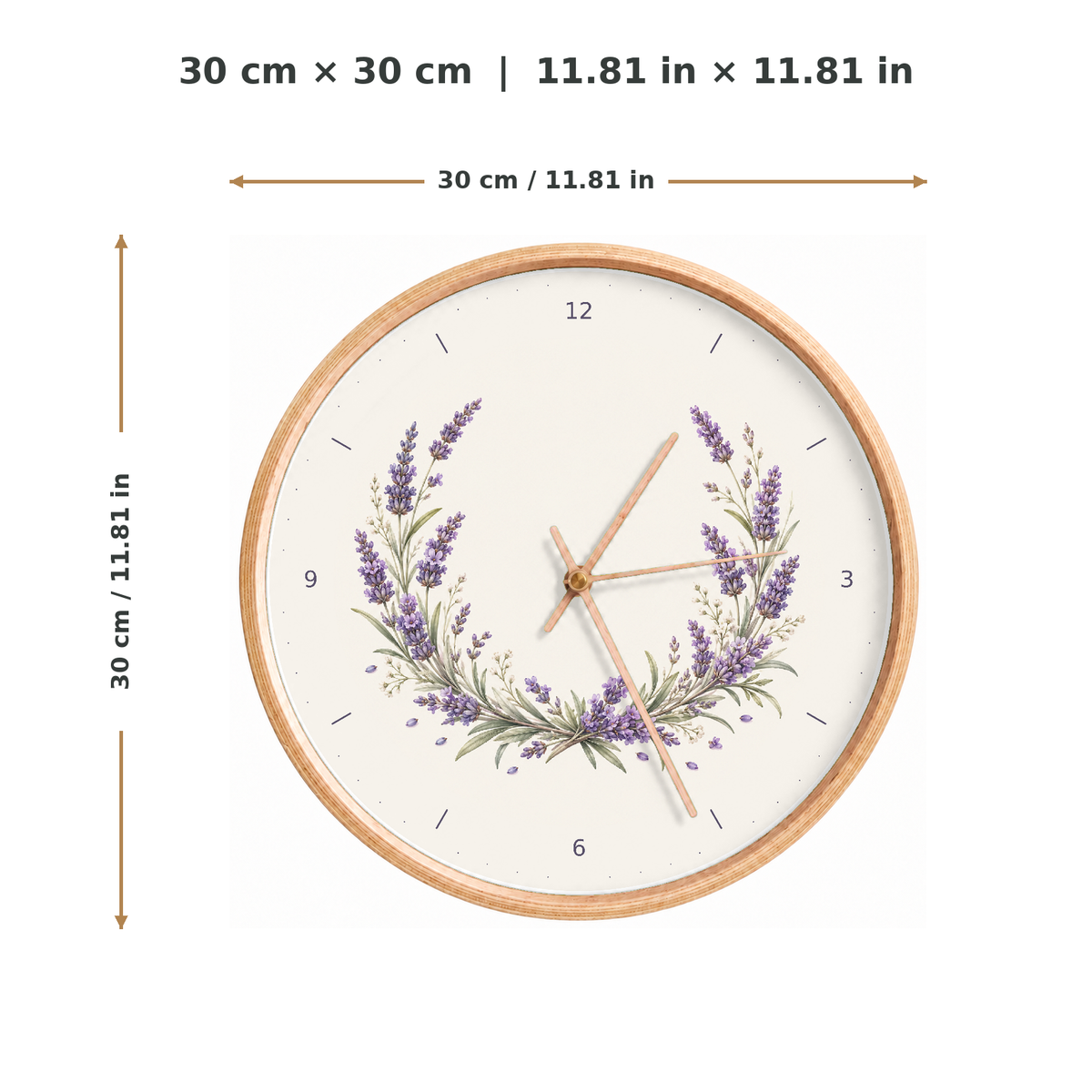 IMAGE_05_Measurements_-_Lavender_Floral_Wall_Clock_30cm_Wooden_Frame_-_WC-F023_-_649310203710.png